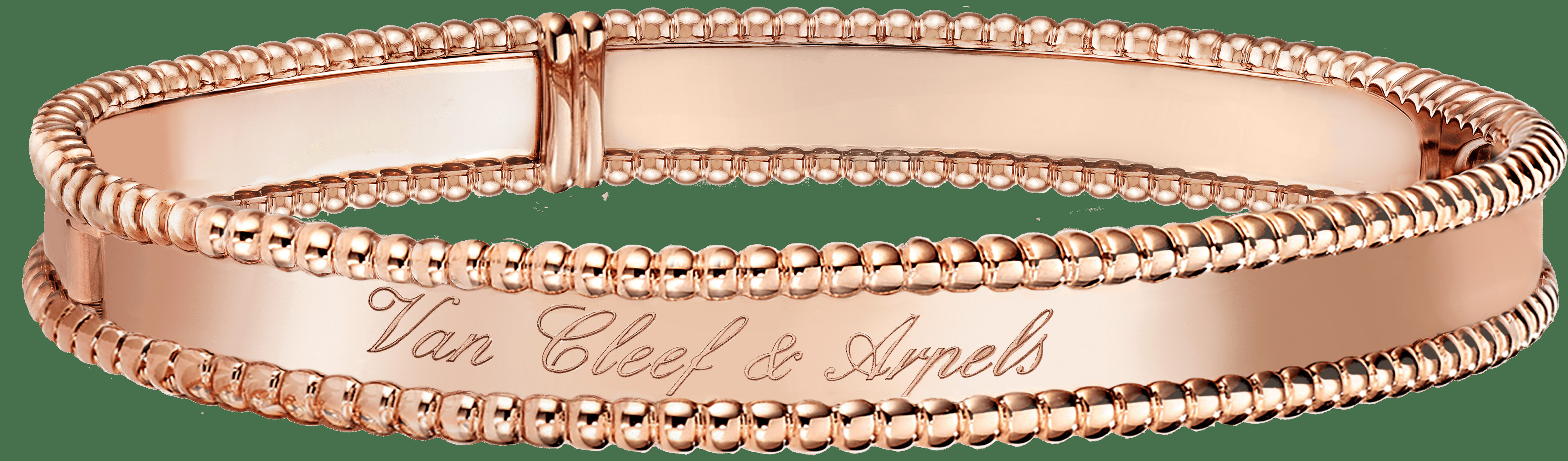 Браслет Perlée signature фирменной надписью, розовое золото, модель среднего размера