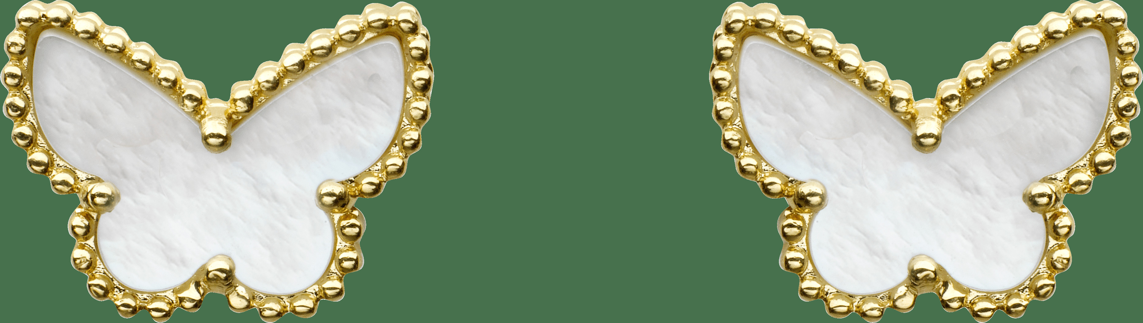 Пуссеты Sweet Alhambra Butterfly, желтое золото, белый перламутр