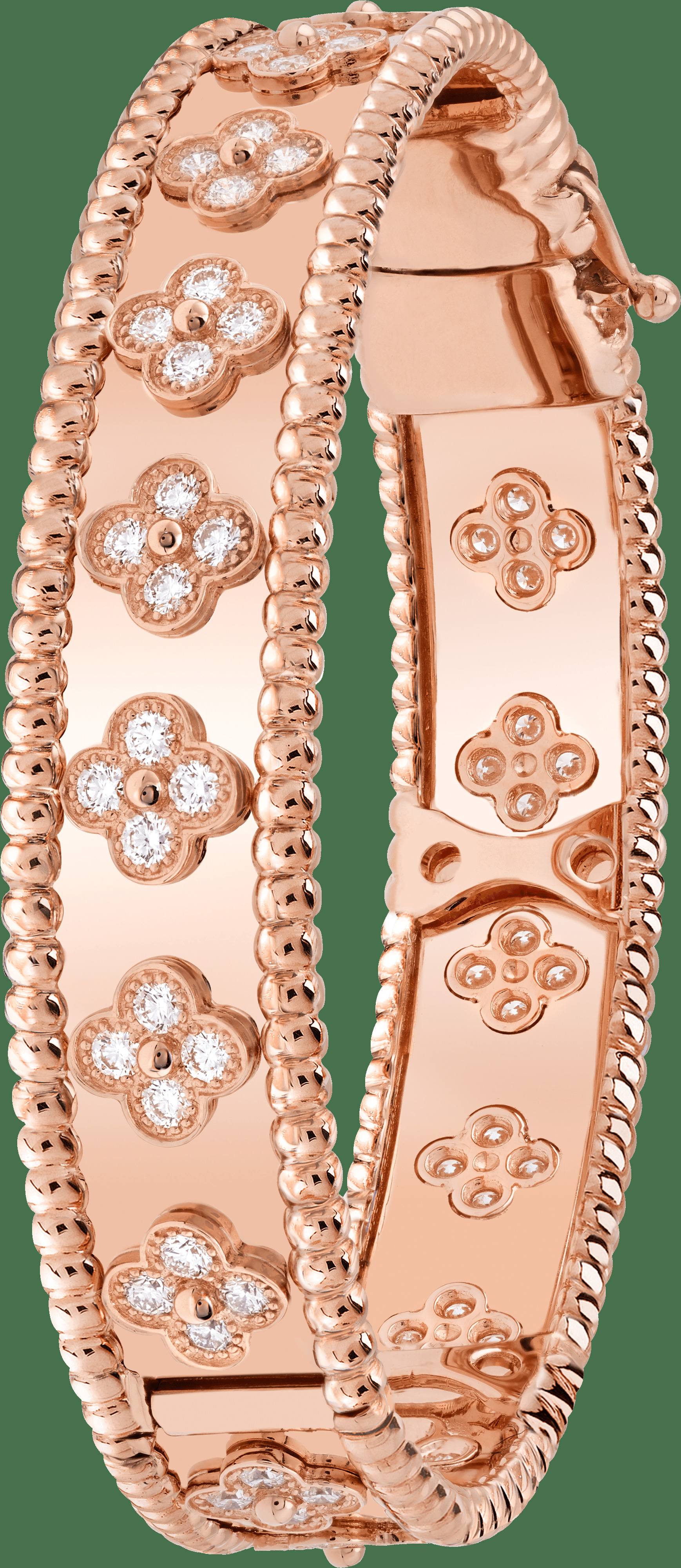 Браслет Perlée clovers, розовое золото, бриллианты, миниатюрная модель