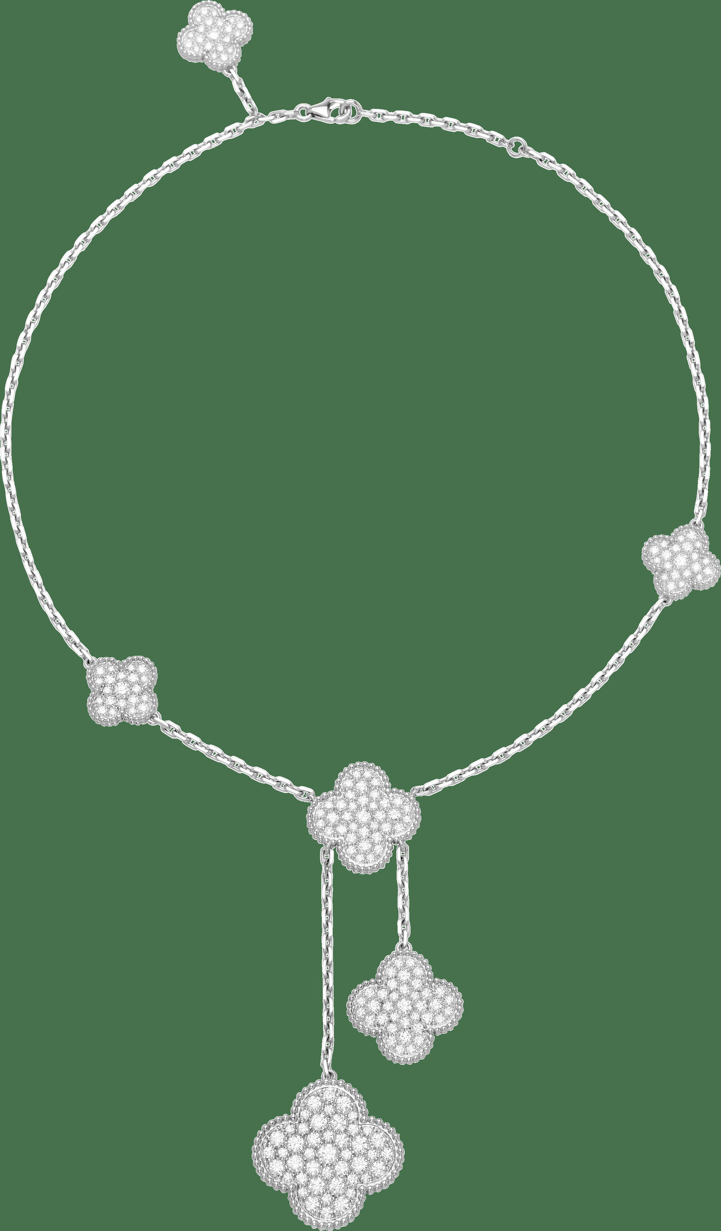 Колье Magic Alhambra, 6 мотивов, белое золото, бриллианты