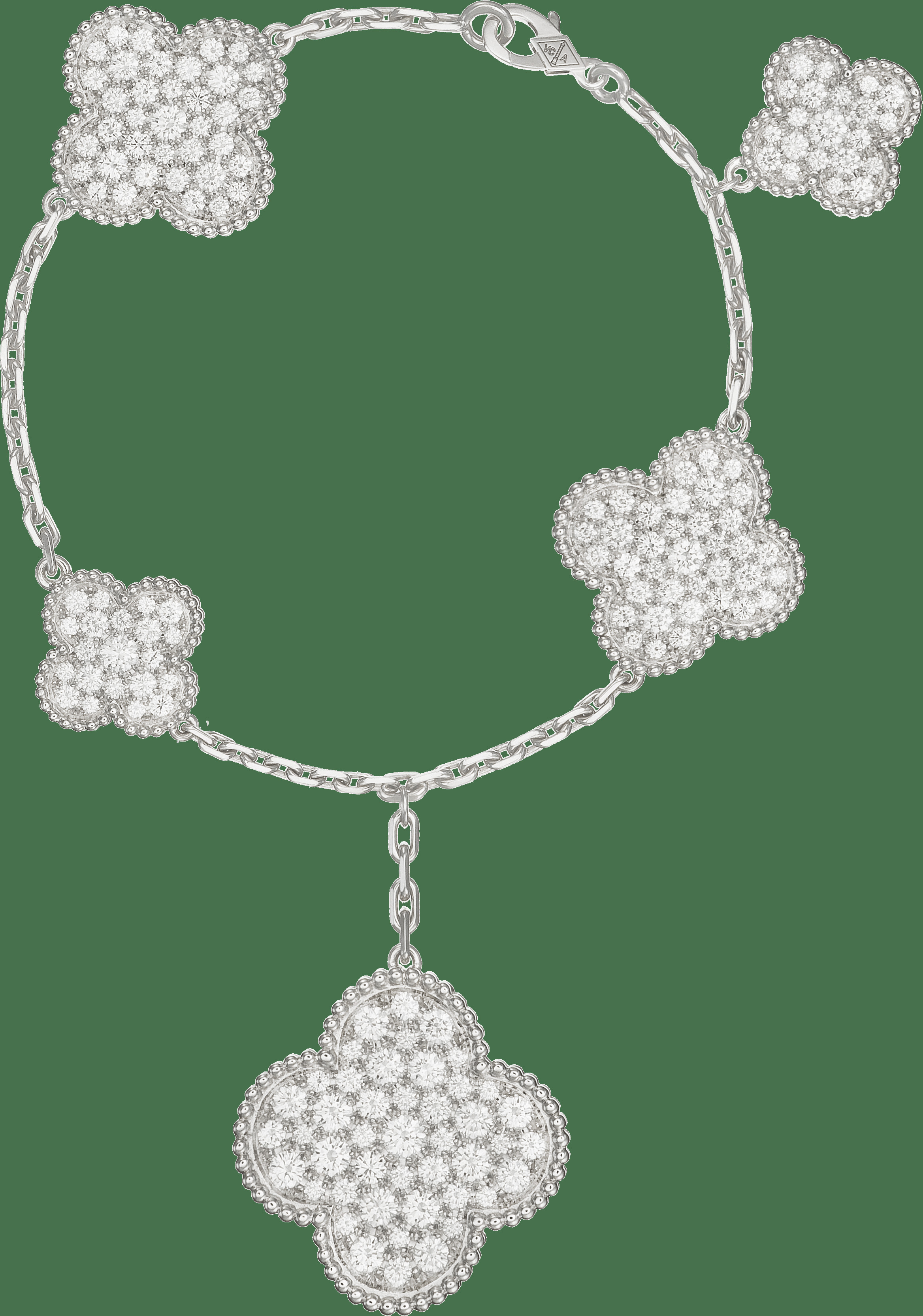 Браслет Magic Alhambra, 5 мотивов, белое золото, бриллианты