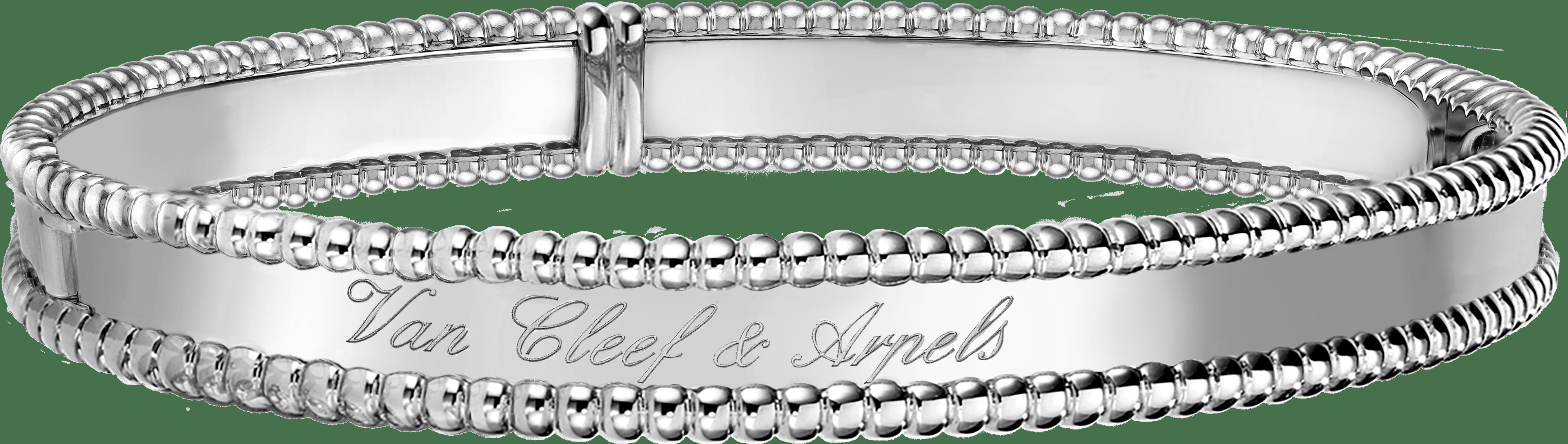 Браслет Perlée signature фирменной надписью, белое золото, большая модель