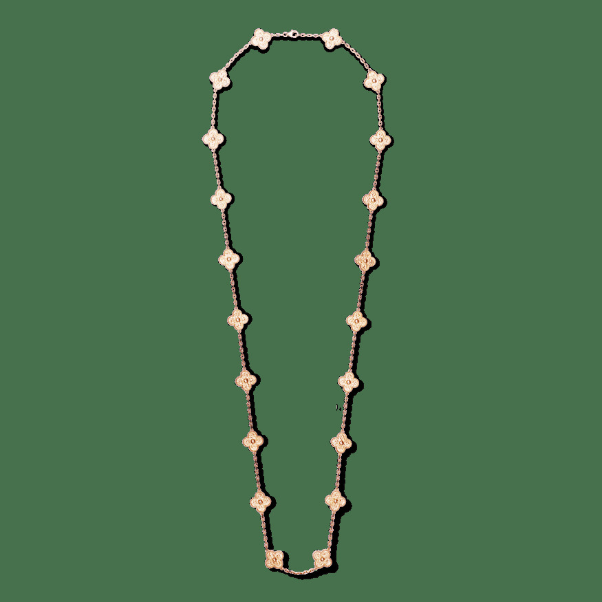 Длинное колье Vintage Alhambra, 20 мотивов, розовое золото