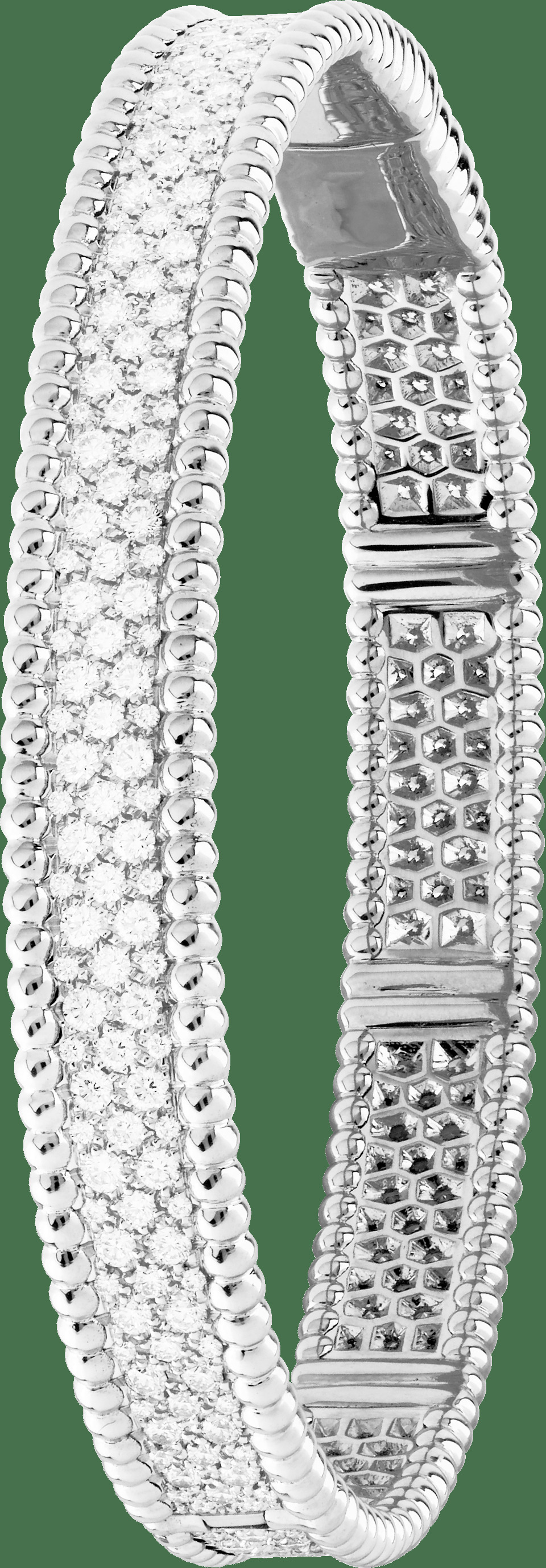 Браслет Perlée diamants, 3 ряда, белое золото, бриллианты, миниатюрная модель.