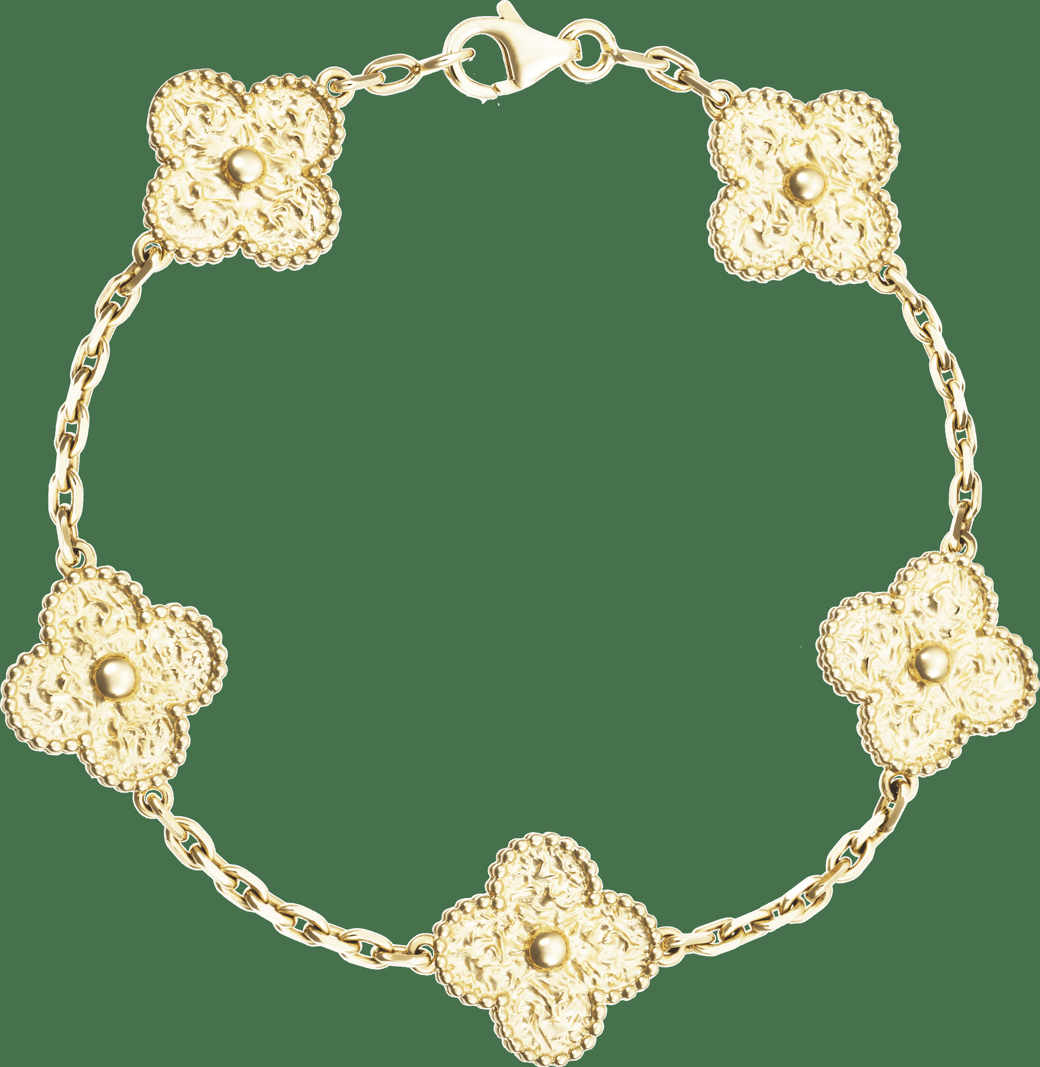 Браслет Vintage Alhambra, 5 мотивов, желтое золото