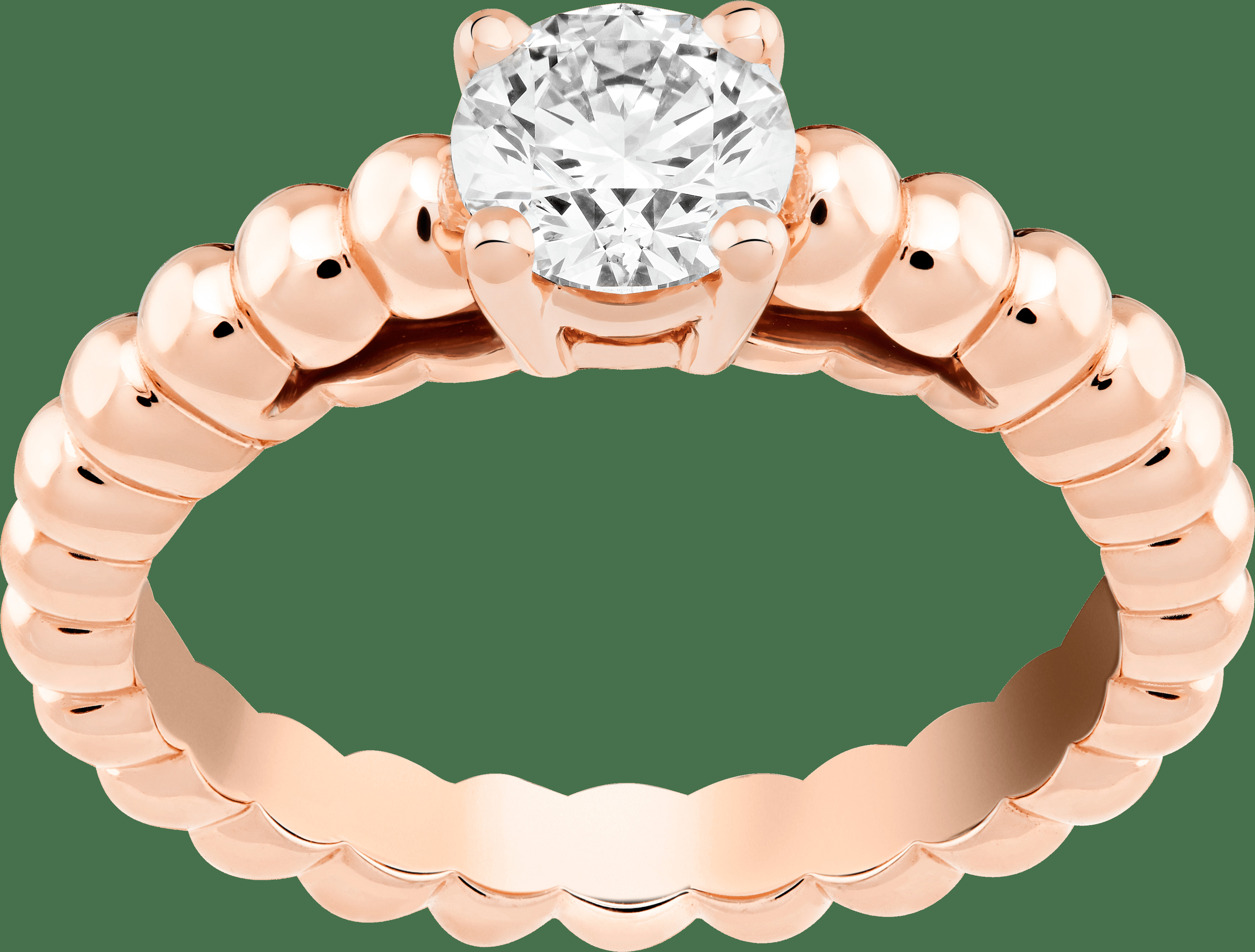 Кольцо-солитер Perlée, розовое золото, один бриллиант круглой огранки 0,70 карата, EVVS1