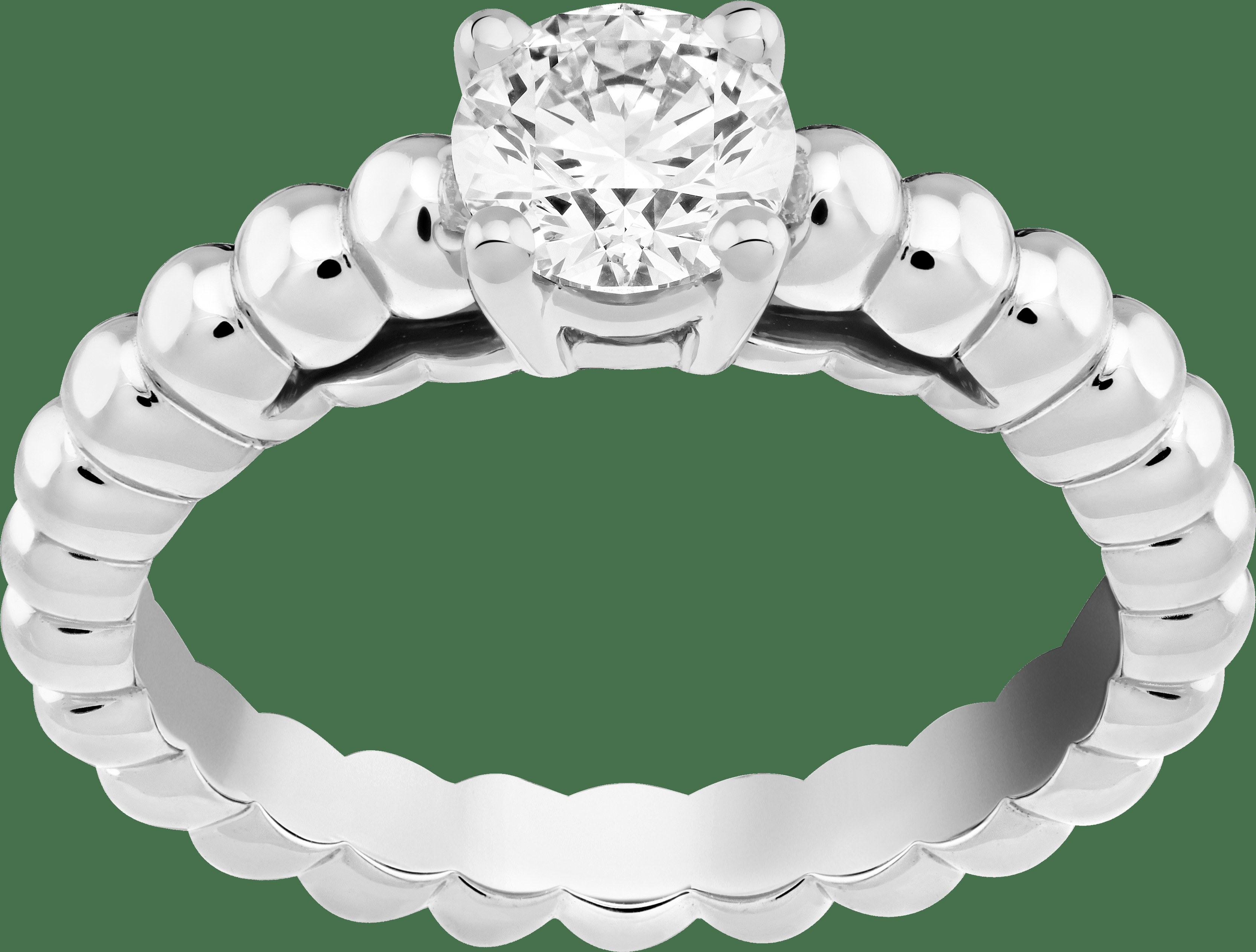 Кольцо-солитер Perlée, белое золото, один бриллиант круглой огранки 0,70 карата, DVVS1.