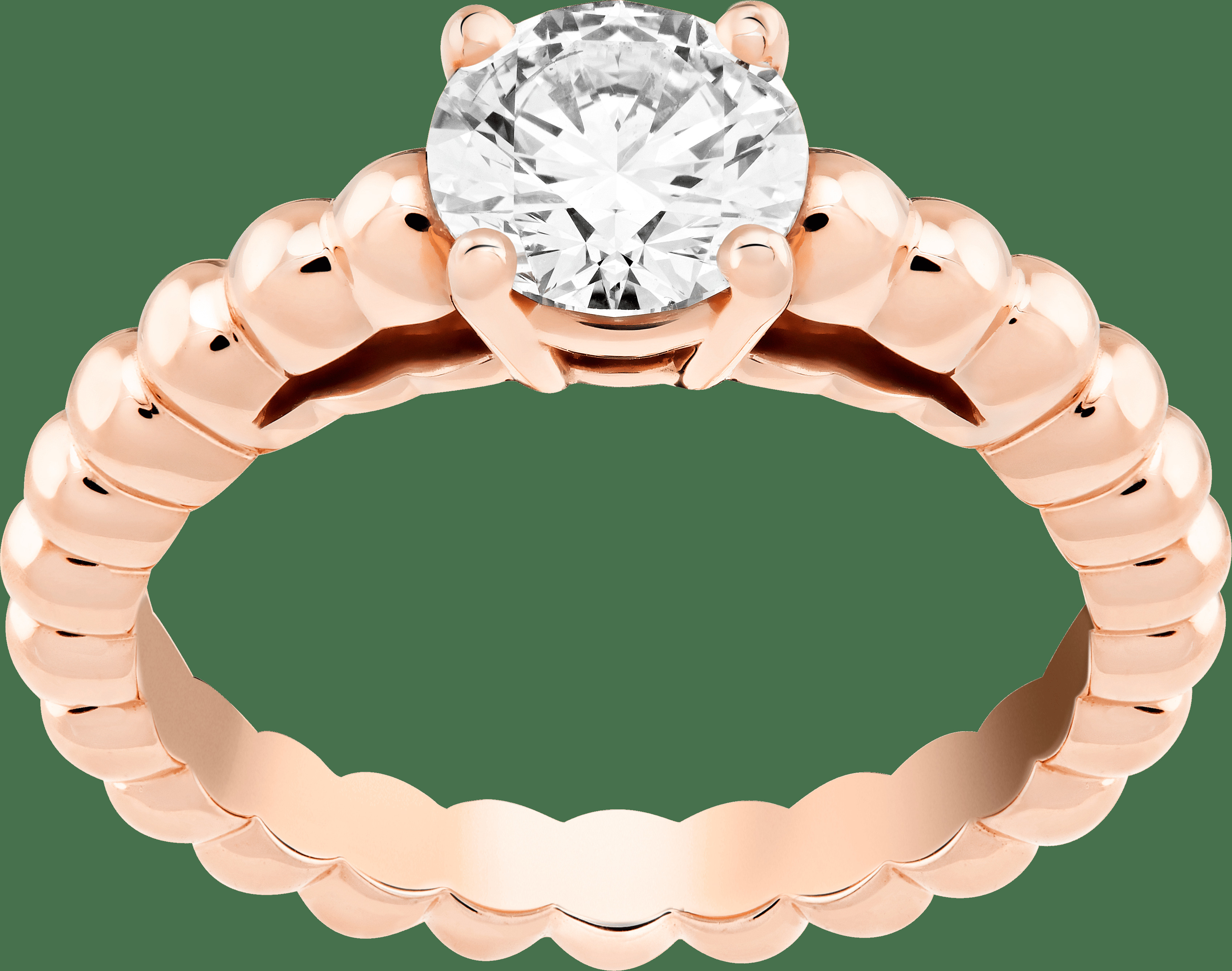 Кольцо-солитер Perlée, розовое золото, один бриллиант круглой огранки 1,00 карата, EVVS1