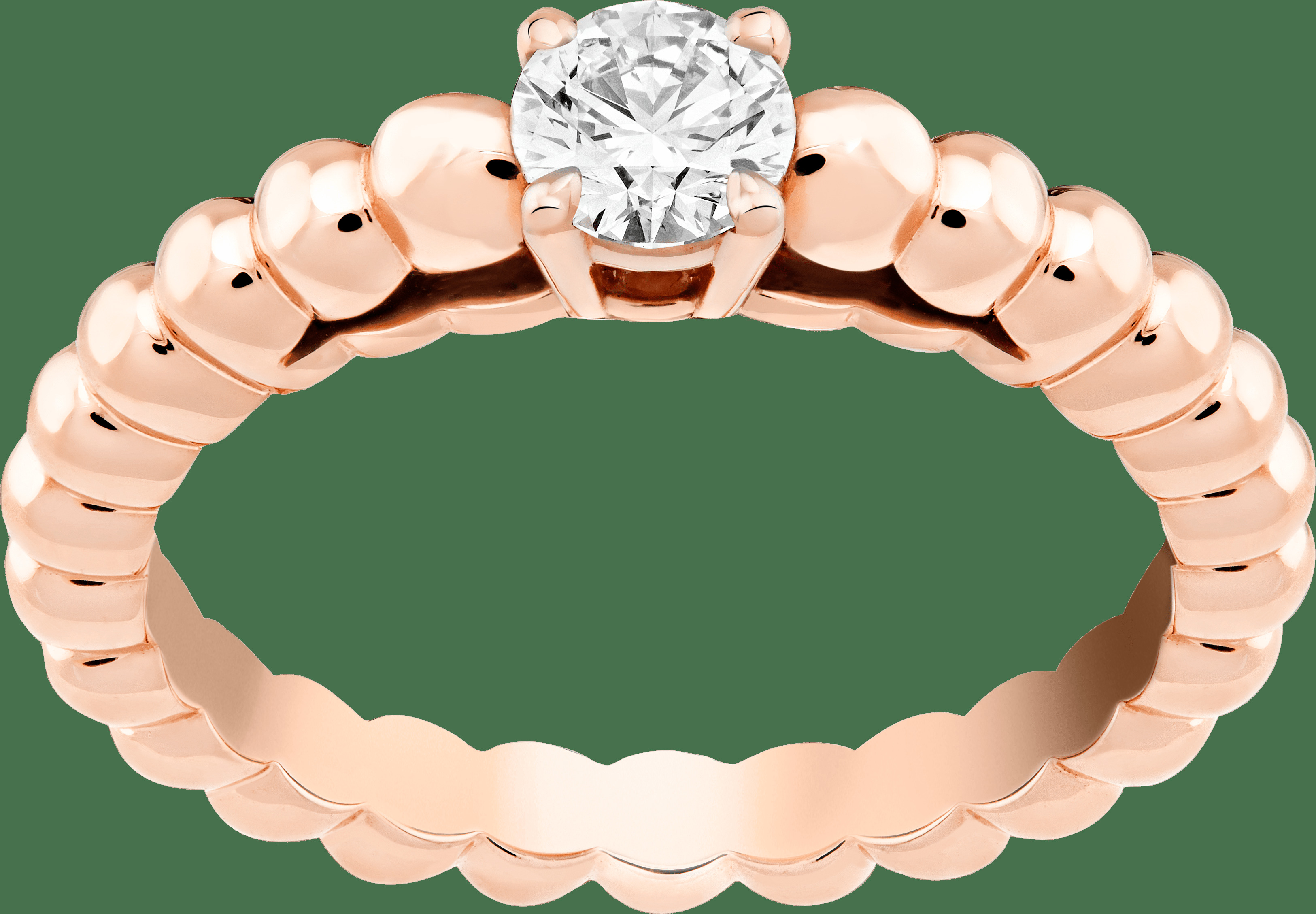 Кольцо-солитер Perlée, розовое золото, один бриллиант круглой огранки 0,30 карата, DVVS1