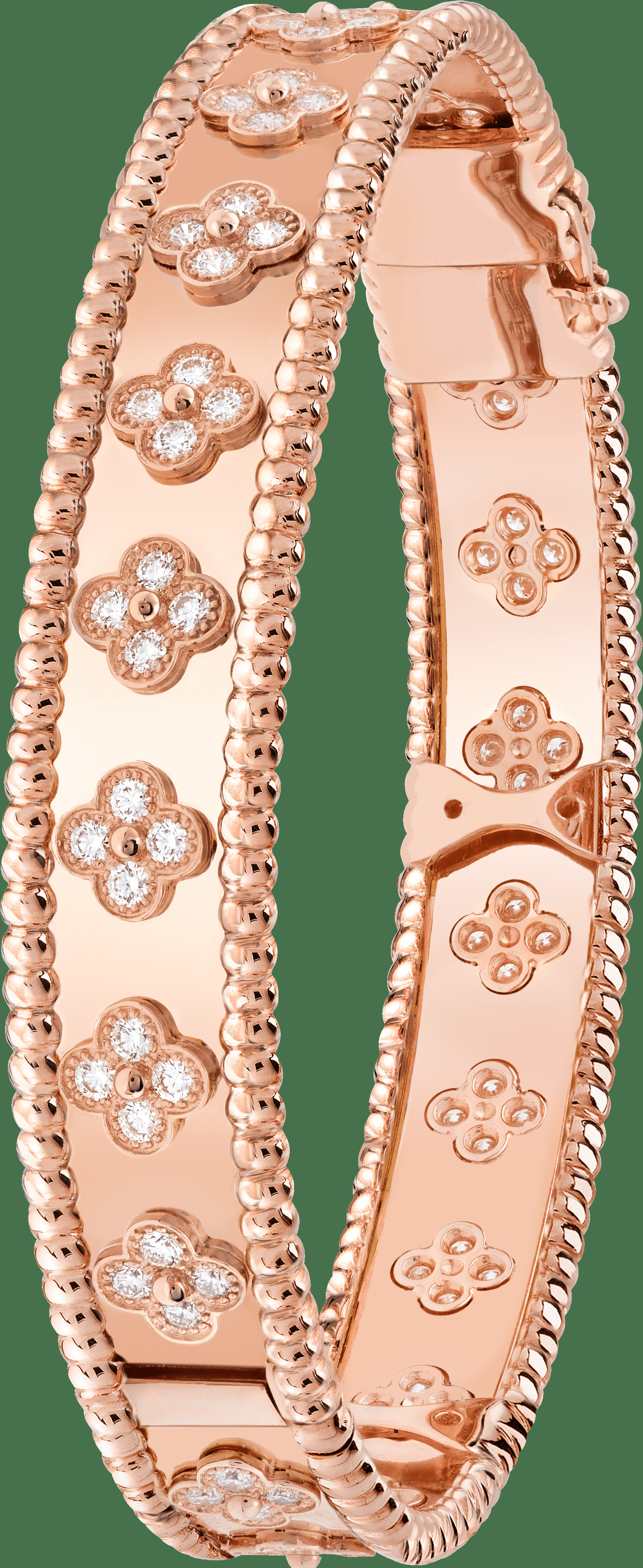 Браслет Perlée clovers, розовое золото, бриллианты, большая модель