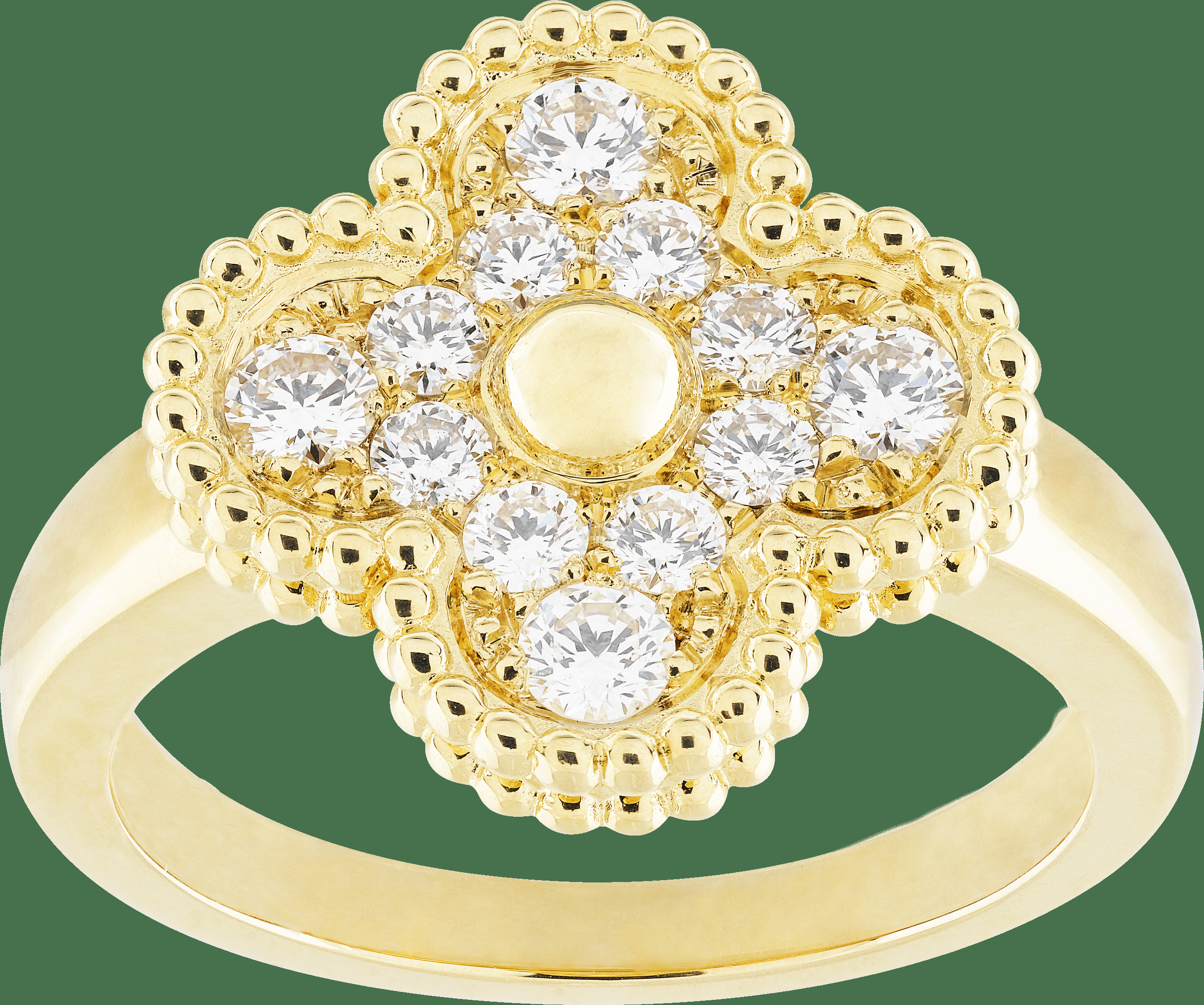 Кольцо Vintage Alhambra, желтое золото, бриллианты