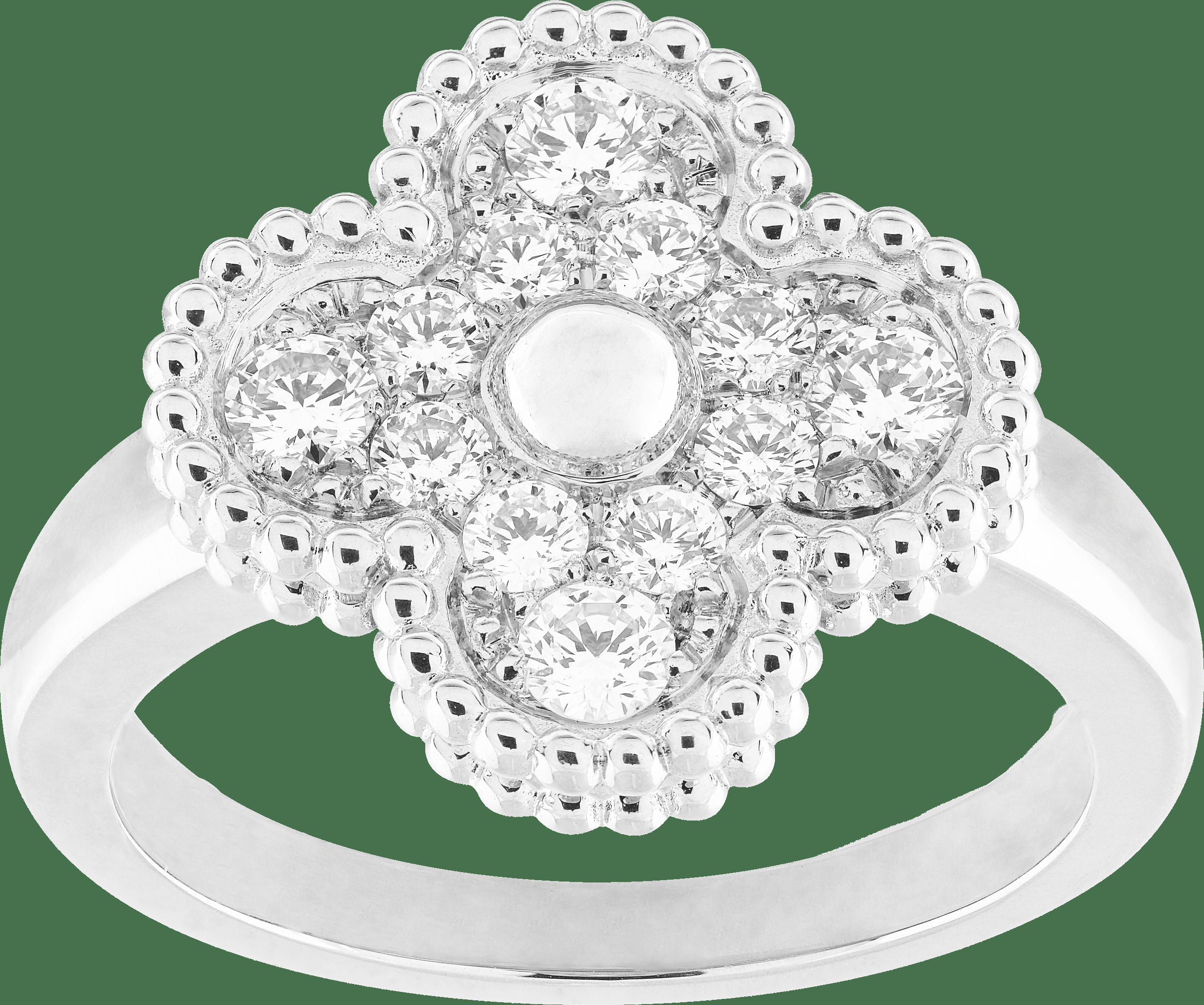 Кольцо Vintage Alhambra, белое золото, бриллианты