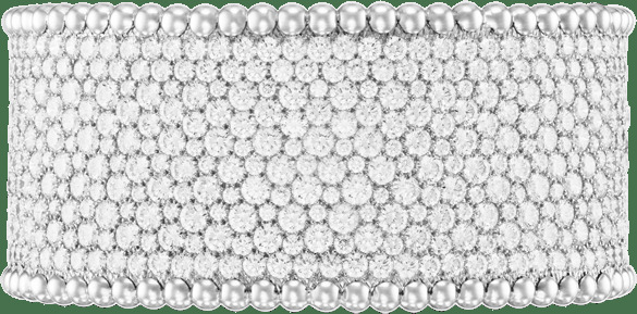 Браслет Perlée diamants, белое золото, бриллианты, модель среднего размера.