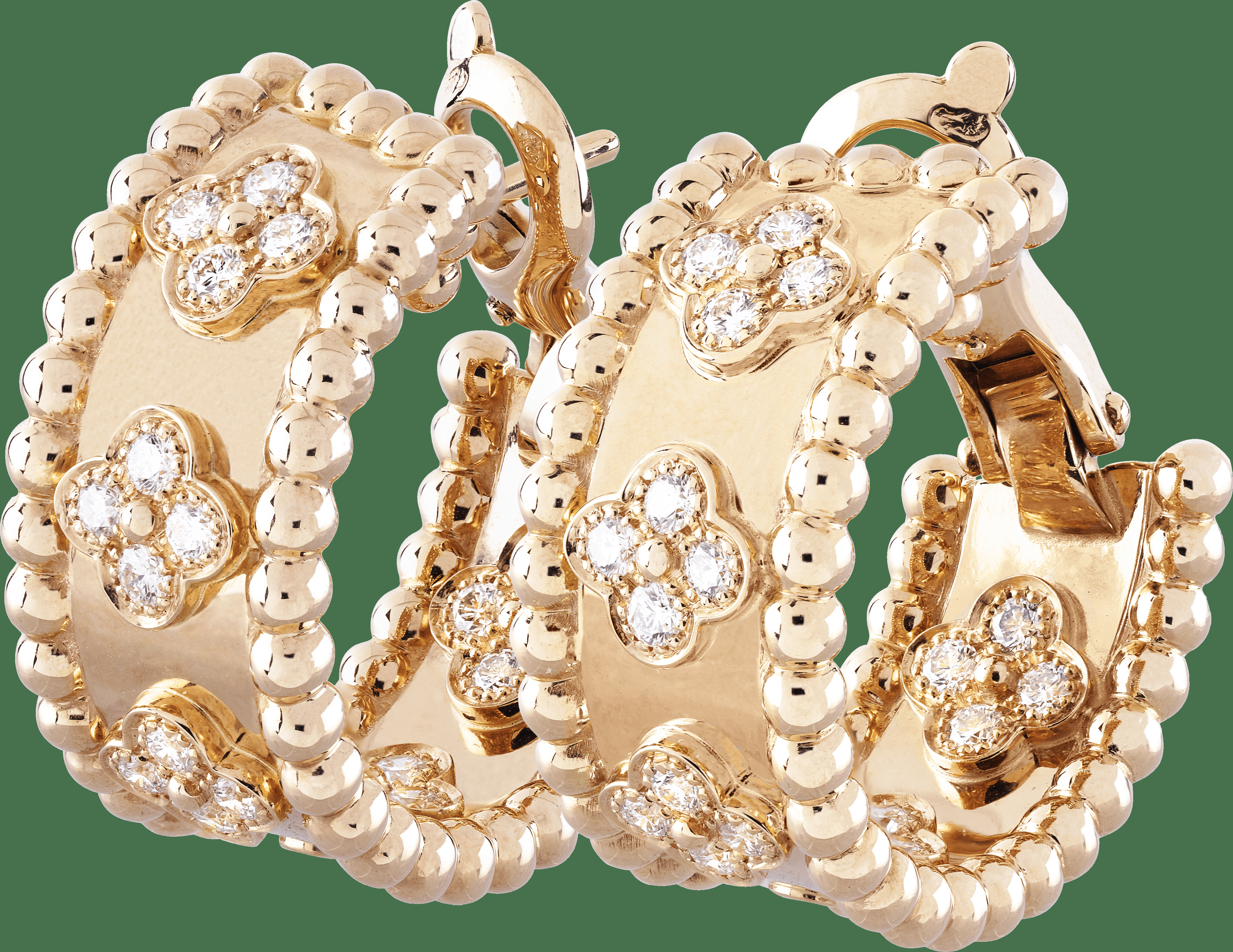 Серьги-кольца Perlée clovers, розовое золото, бриллианты