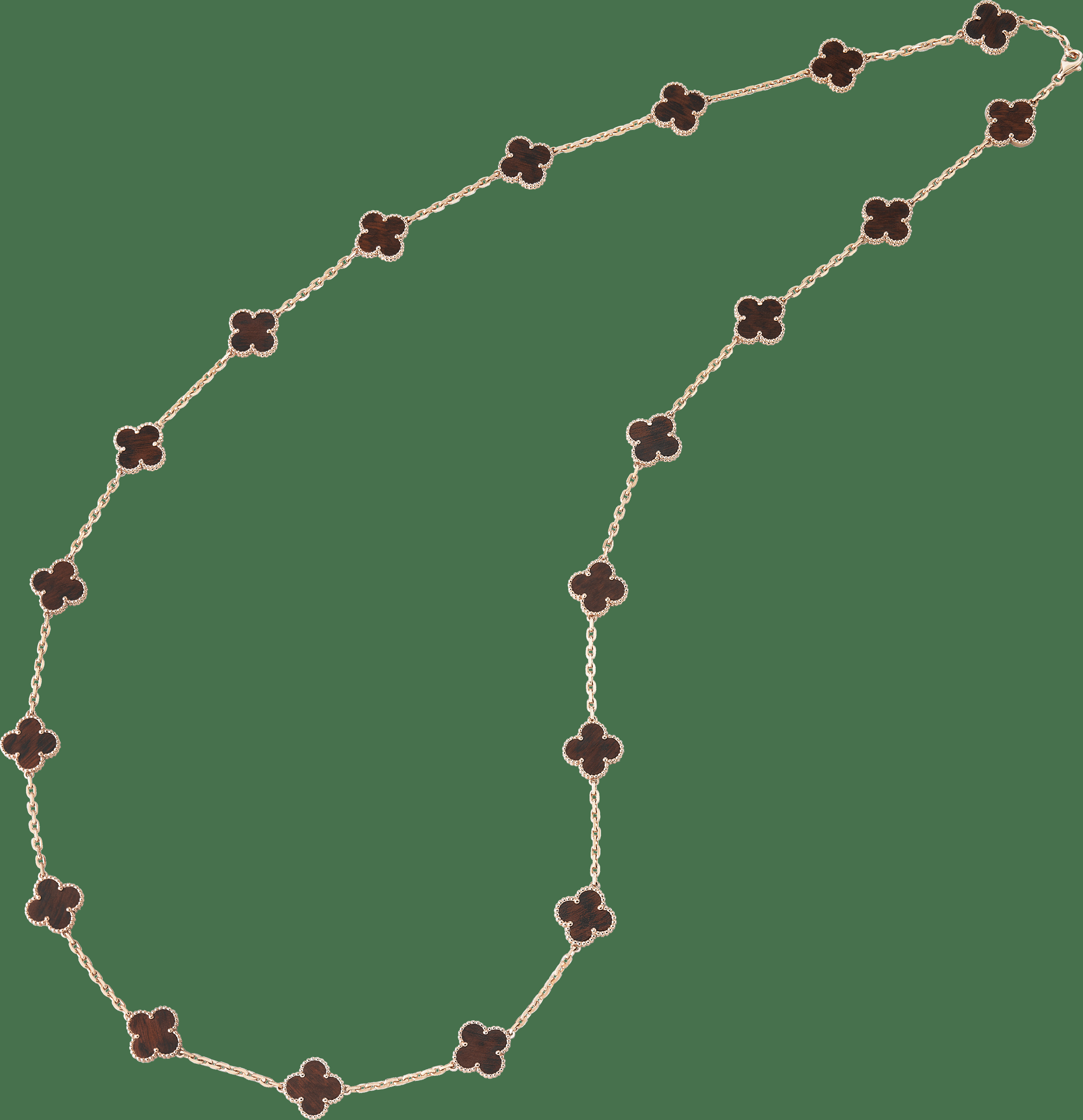 Длинное колье Vintage Alhambra, 20 мотивов, розовое золото, акация