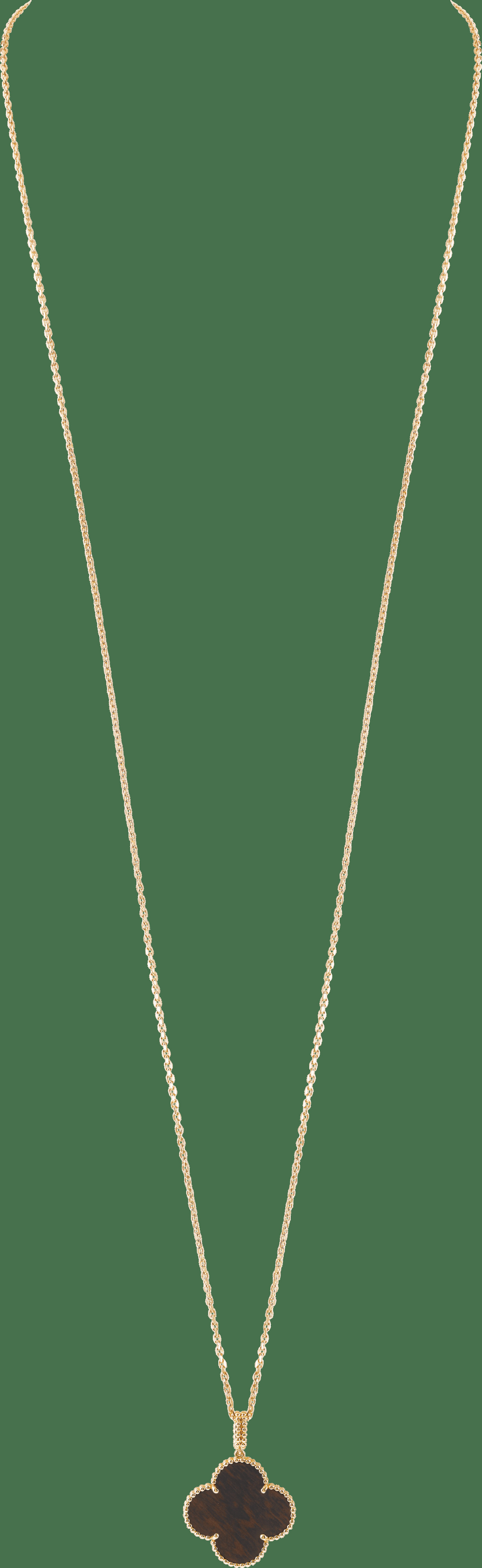 Длинное колье Magic Alhambra, 1 мотив, розовое золото, древесина акации