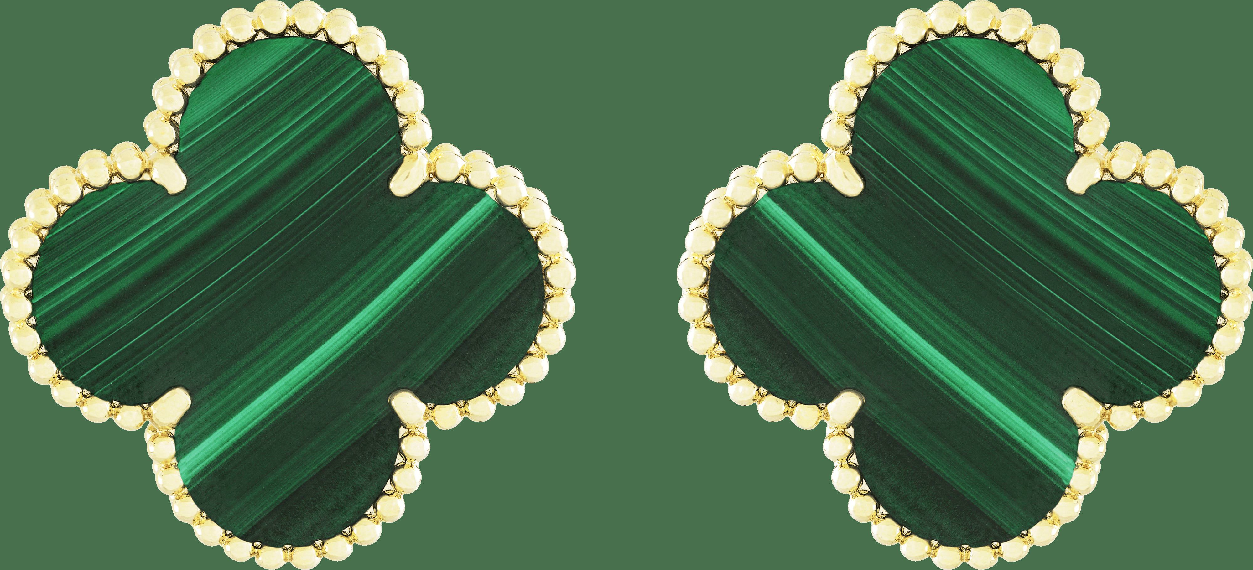 Серьги Magic Alhambra, желтое золото, малахит