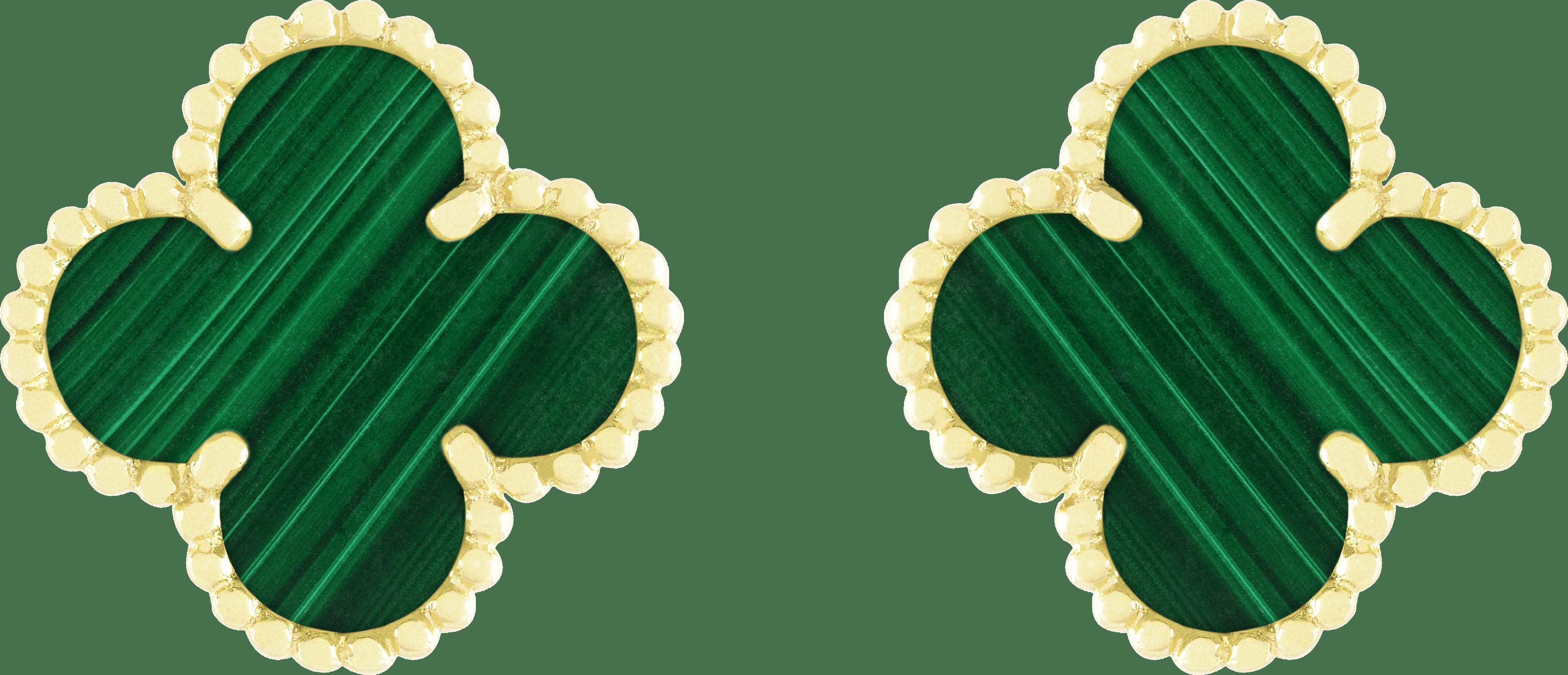 Серьги Vintage Alhambra, желтое золото, малахит