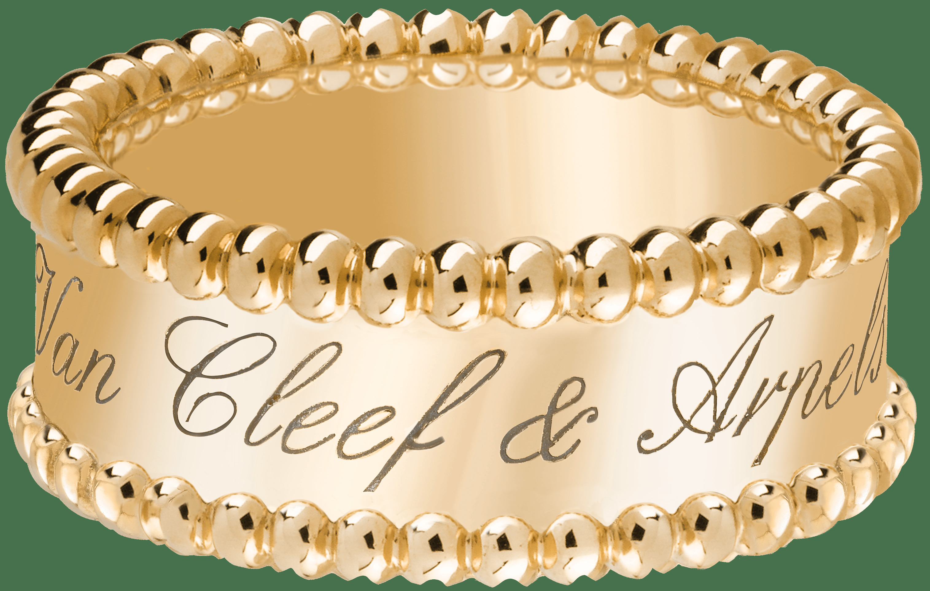 Кольцо Perlée signature фирменной надписью, желтое золото