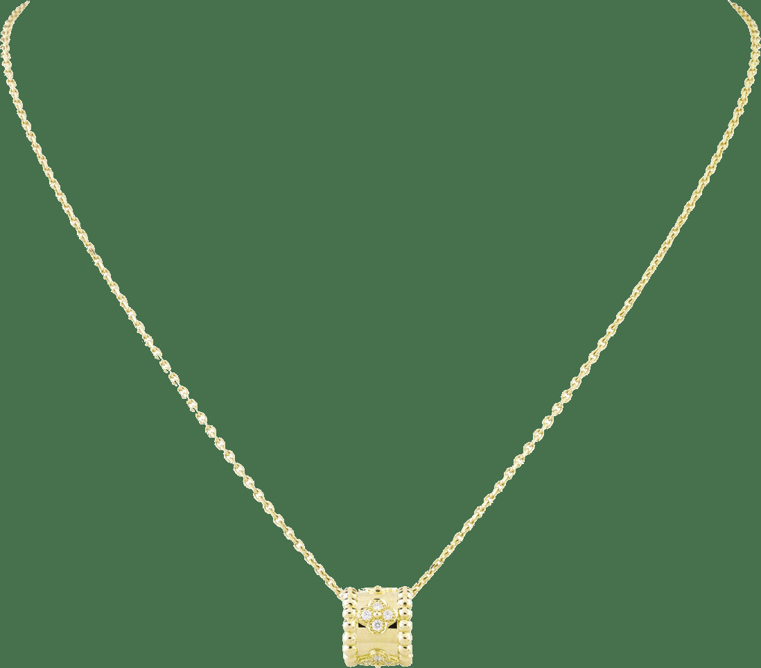 Подвеска Perlée clovers, желтое золото, бриллианты