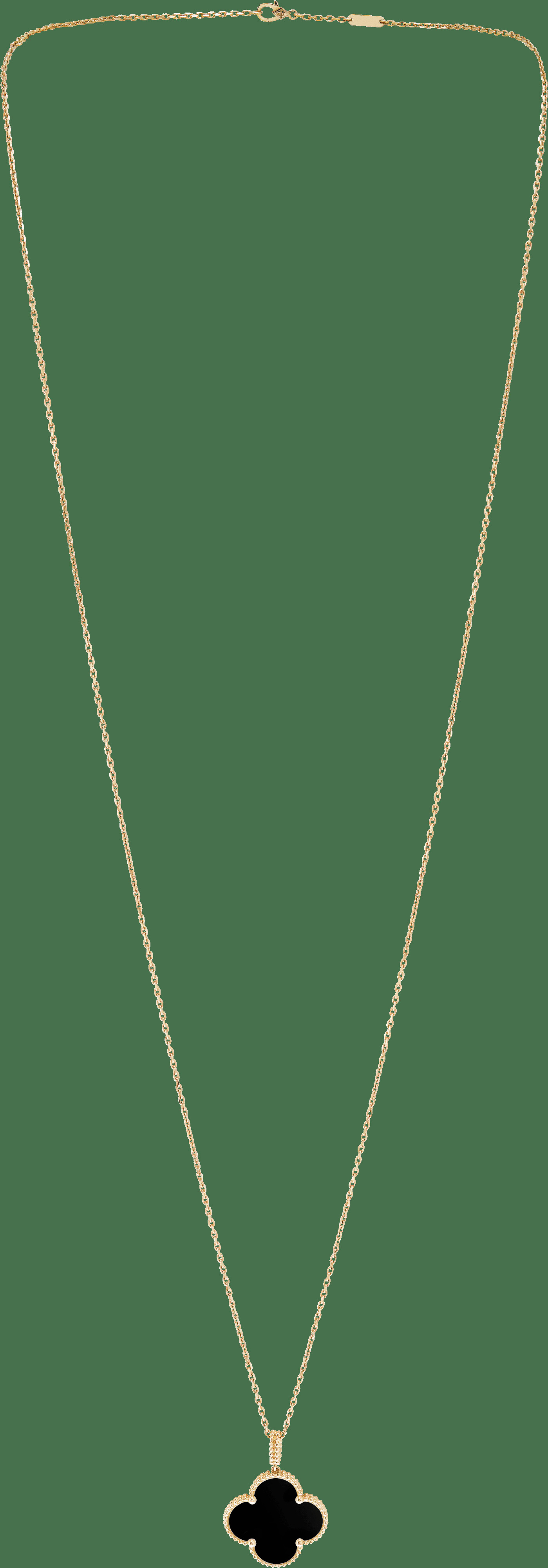 Длинное колье Magic Alhambra, 1 мотив, желтое золото, оникс.