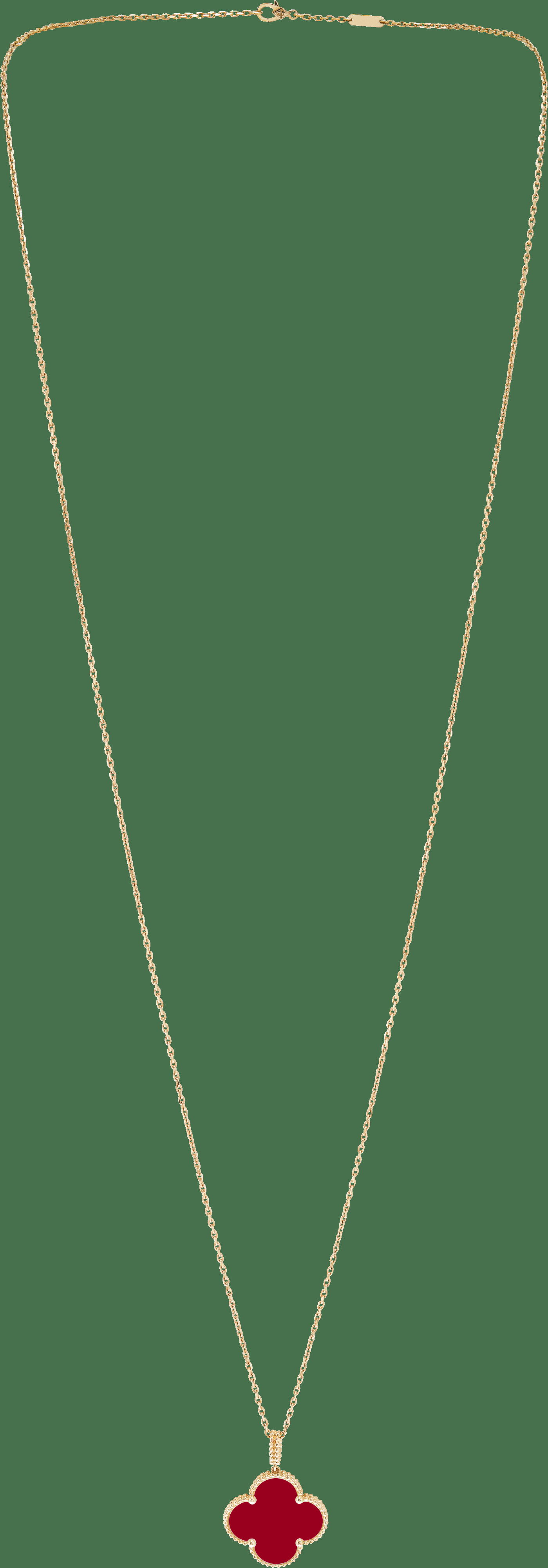 Длинное колье Magic Alhambra, 1 мотив, желтое золото, корнеол.