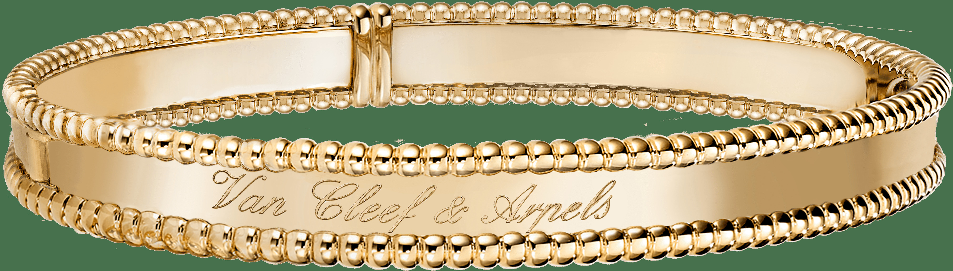 Браслет Perlée signature фирменной надписью, желтое золото, большая модель