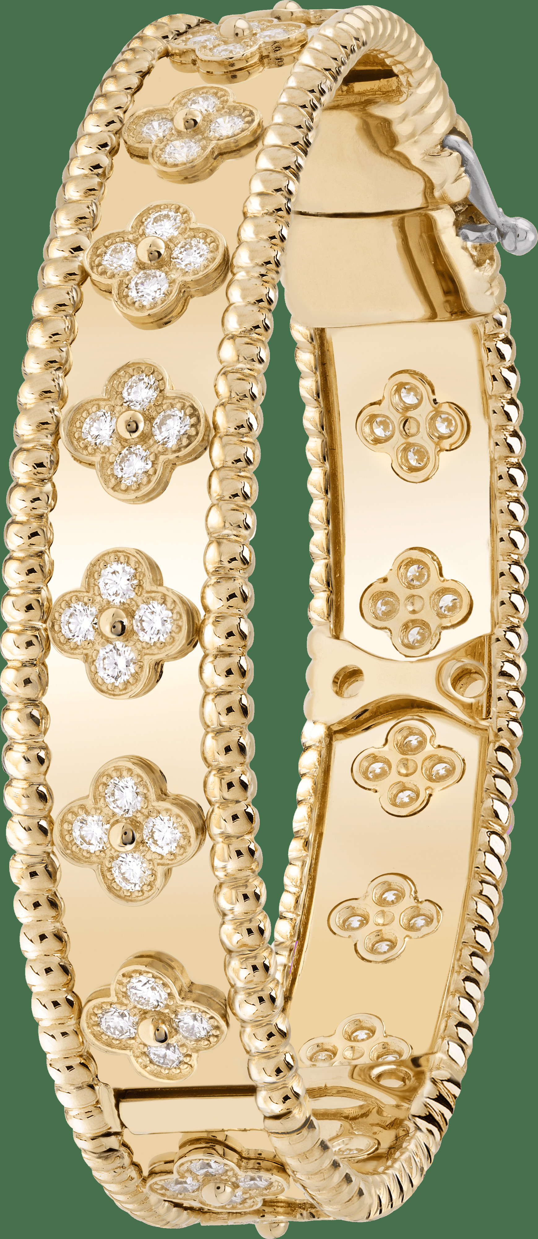 Браслет Perlée clovers, желтое золото, бриллианты, миниатюрная модель