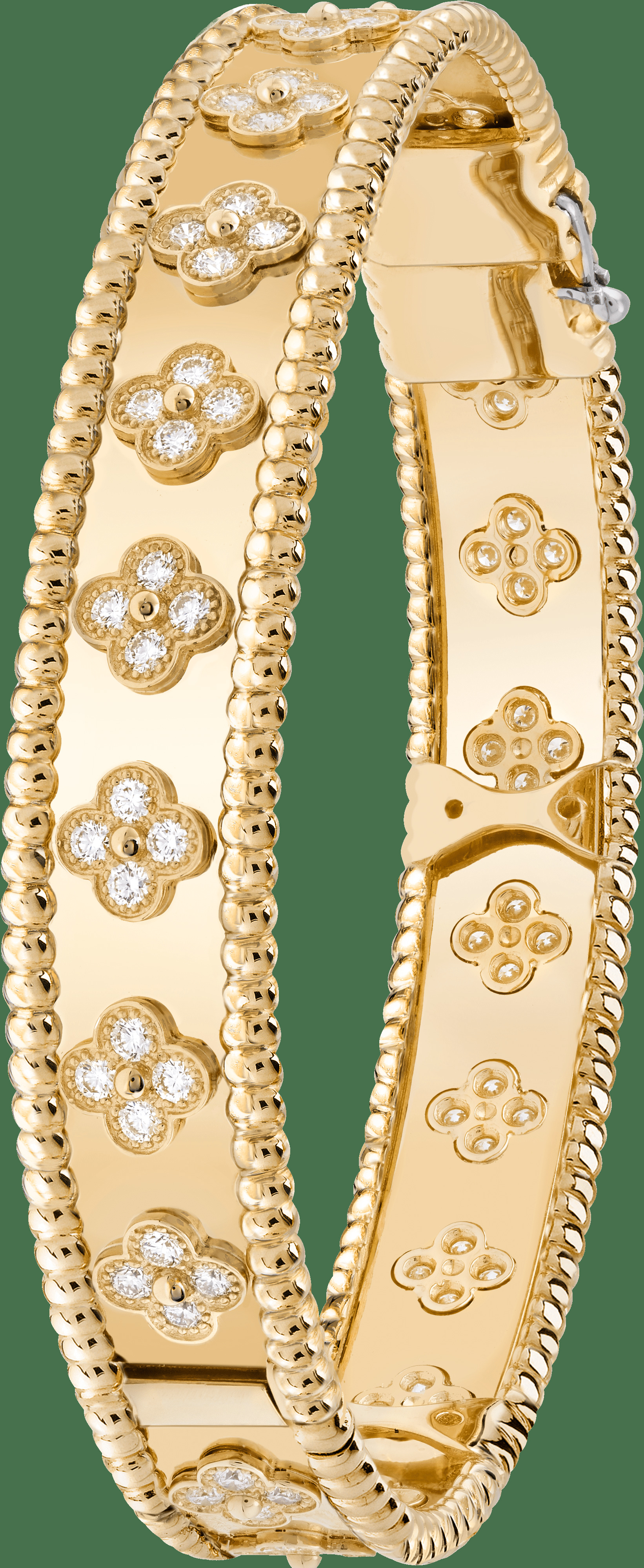 Браслет Perlée clovers, желтое золото, бриллианты, большая модель