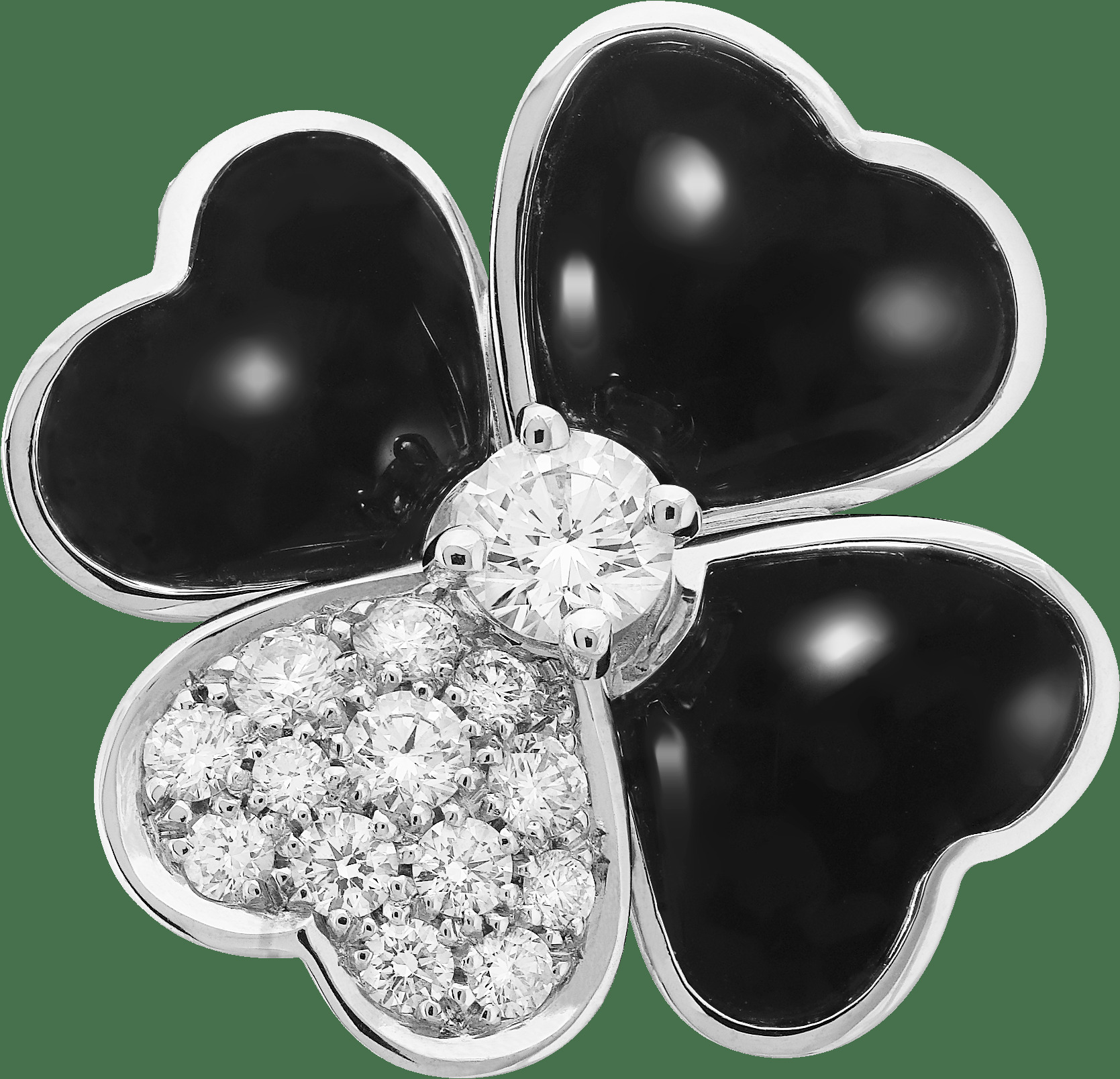 Брошь-подвеска Cosmos, модель среднего размера, белое золото, оникс, бриллианты