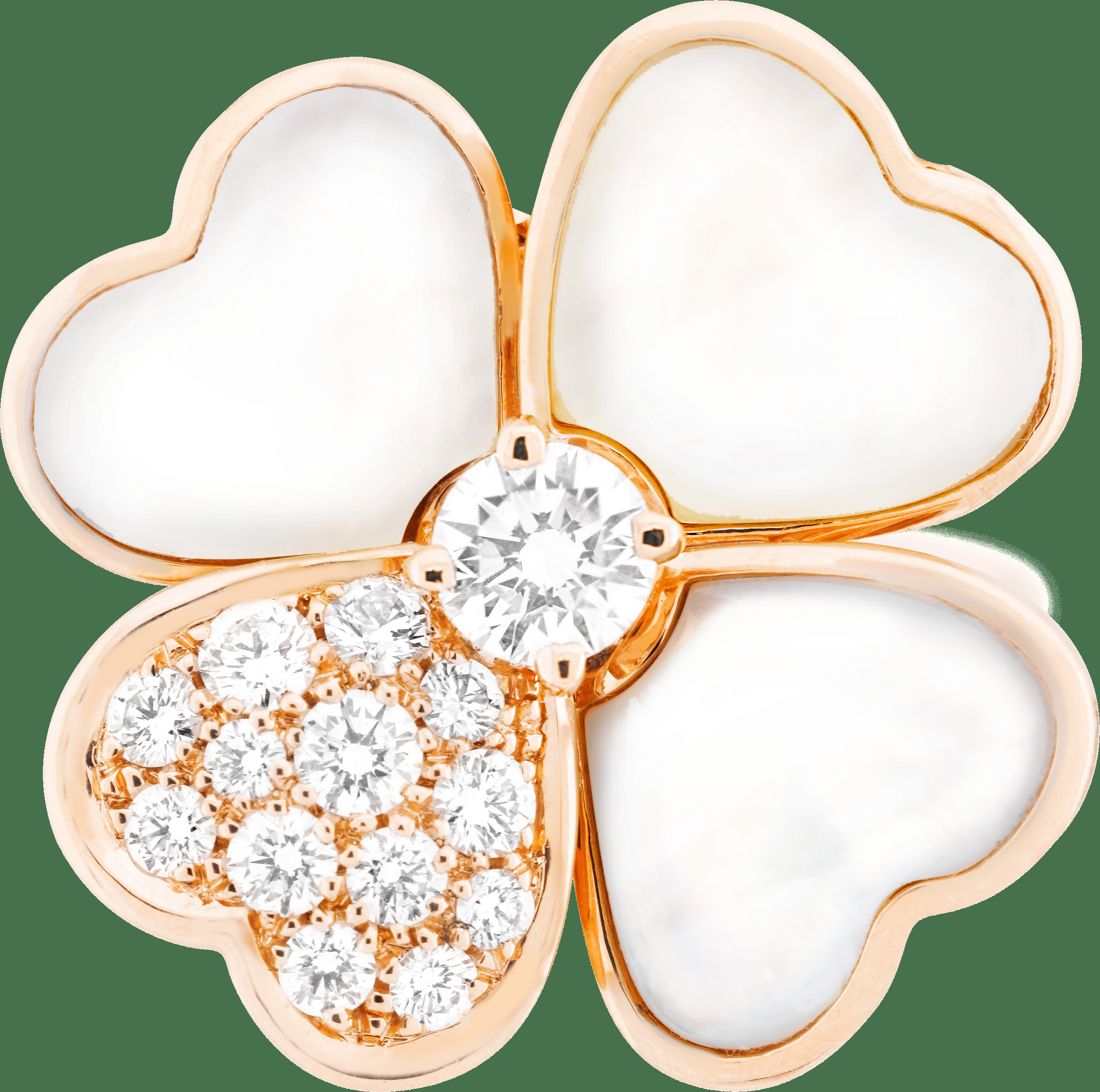 Брошь-подвеска Cosmos, модель среднего размера, розовое золото, белый перламутр, бриллианты