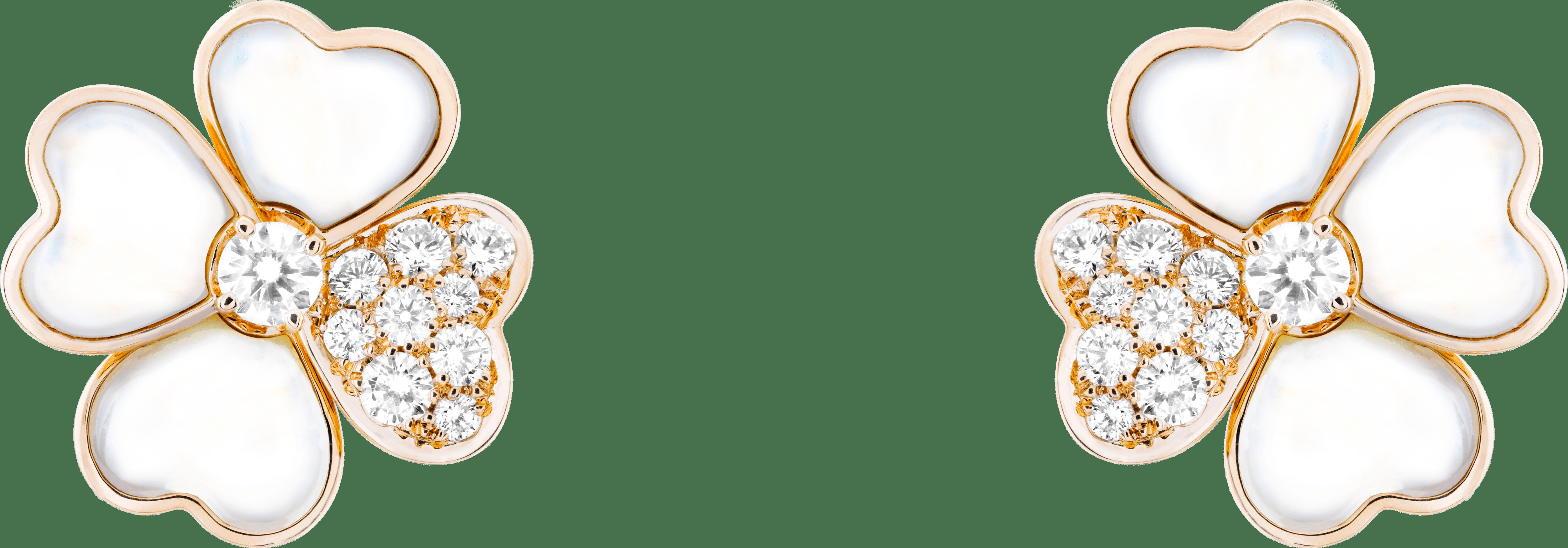 Серьги Cosmos, маленькая модель, розовое золото, белый перламутр, бриллианты