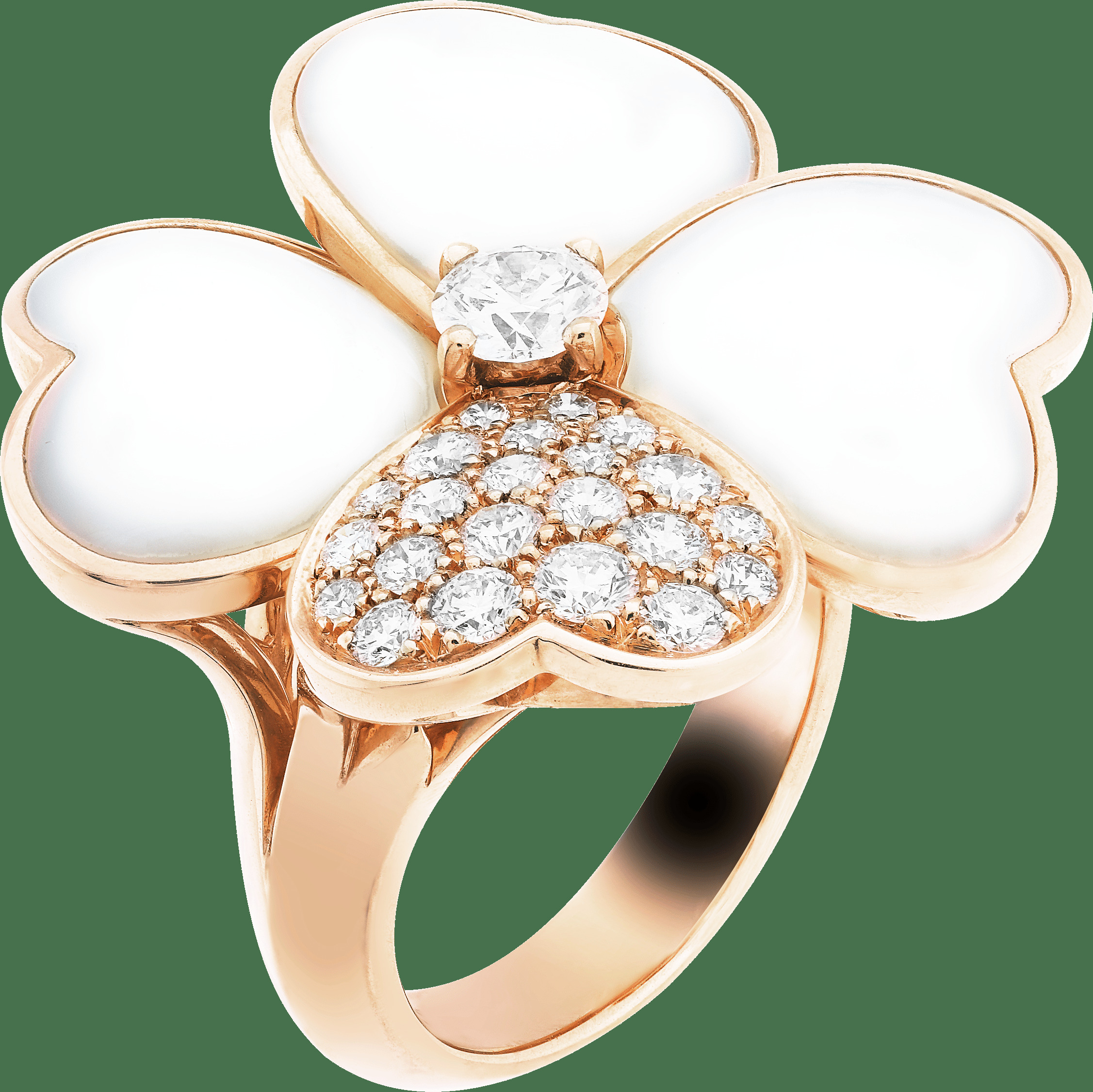 Кольцо Cosmos, большая модель, розовое золото, белый перламутр, бриллианты