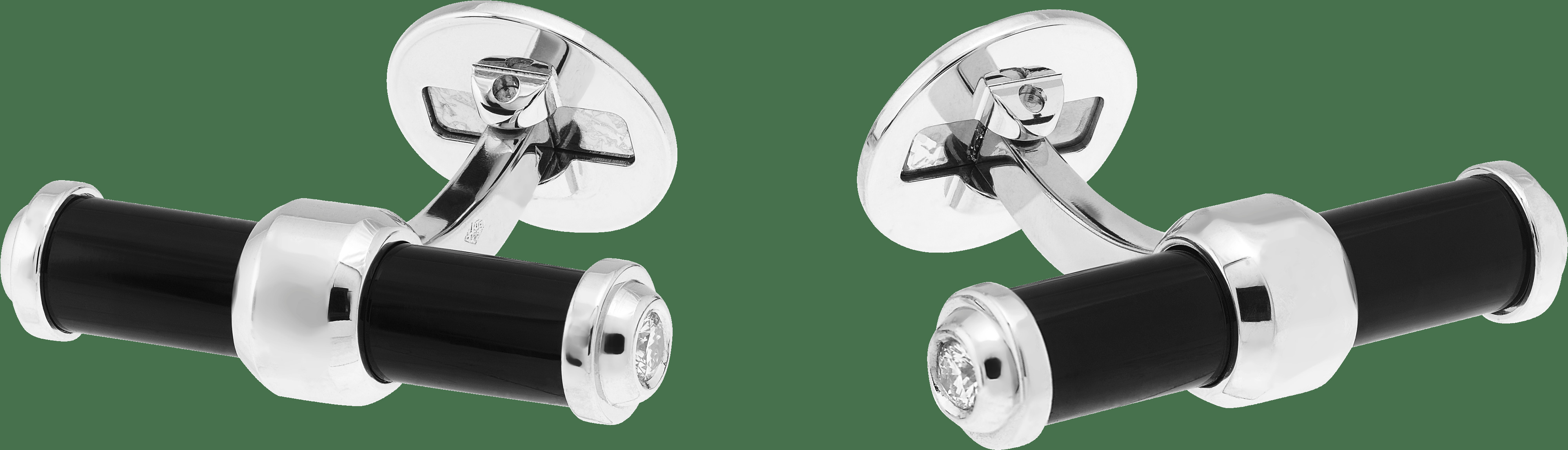 Прямоугольные запонки Pierre Arpels, белое золото, оникс, бриллианты