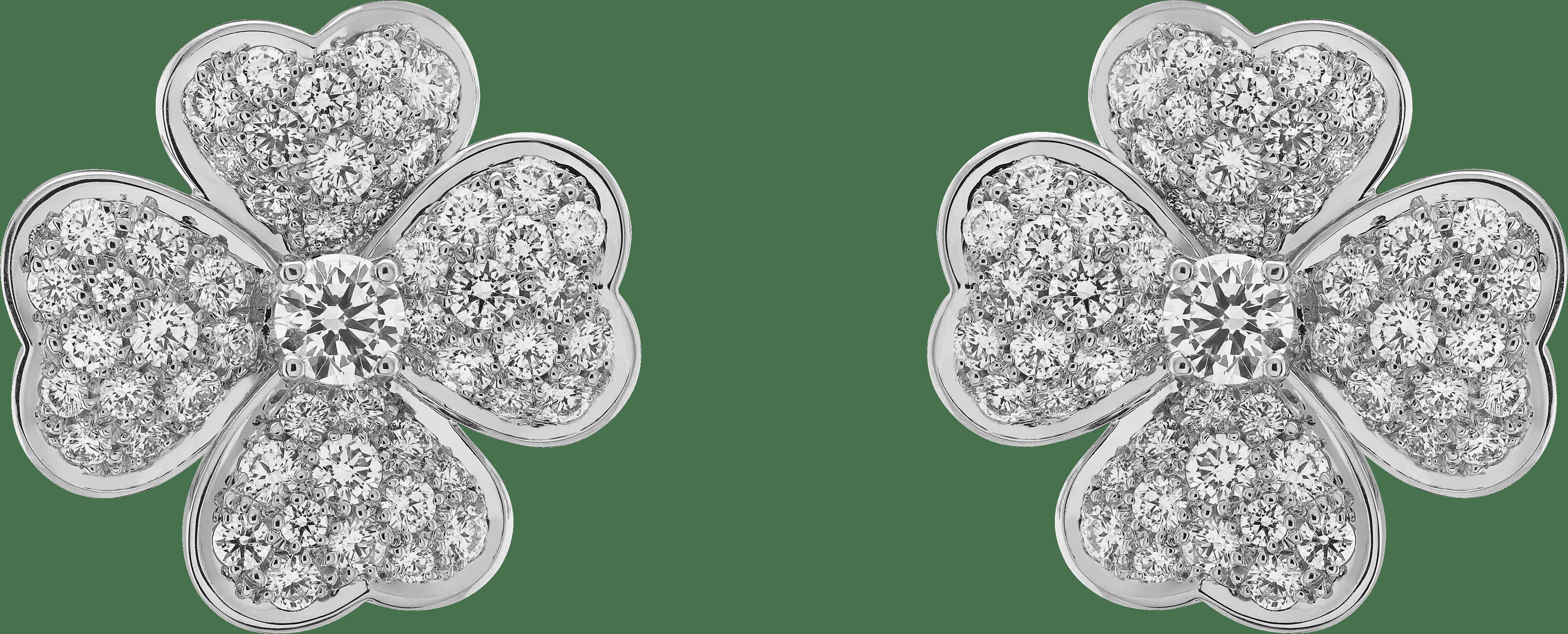 Серьги Cosmos, модель среднего размера, белое золото, бриллианты