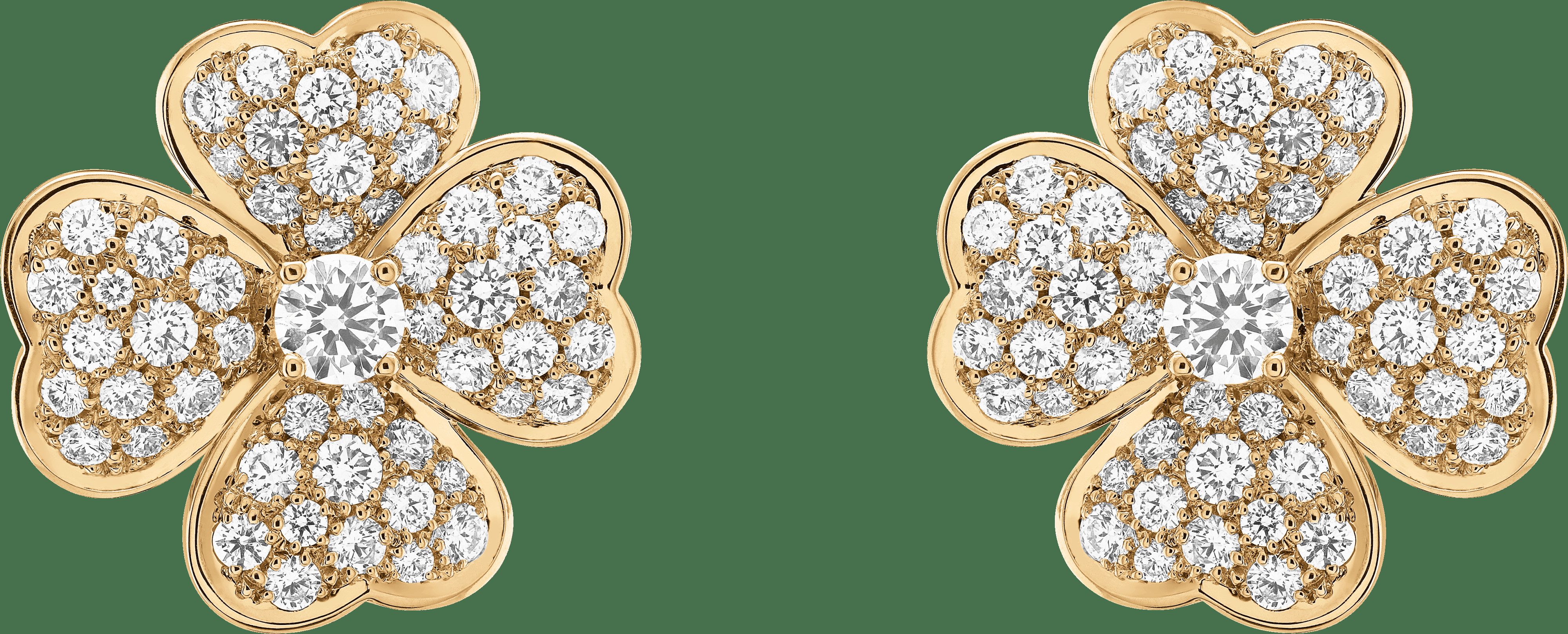 Серьги, модель среднего размера, желтое золото, бриллианты