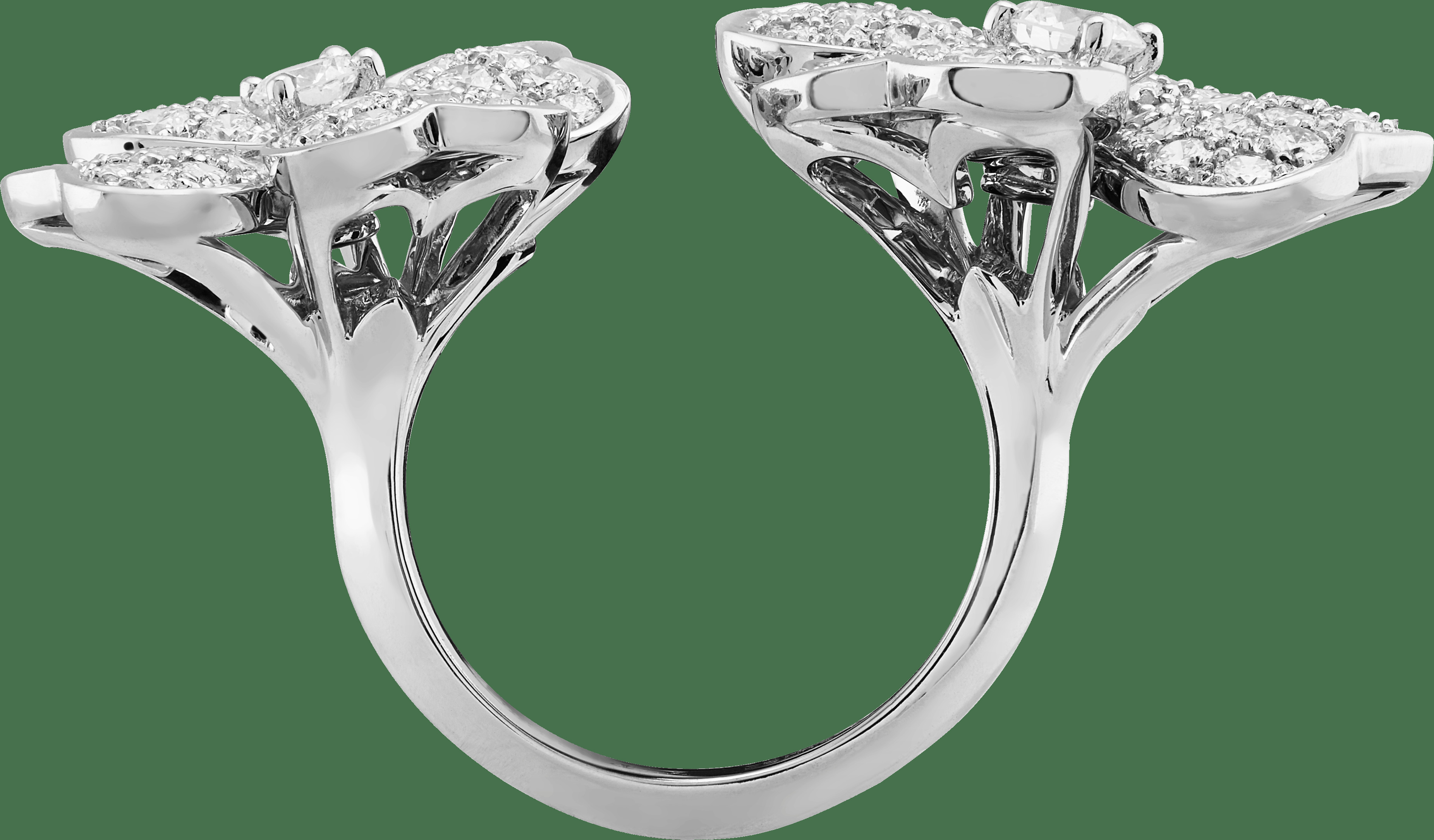 Кольцо на два пальца Cosmos, белое золото, бриллианты