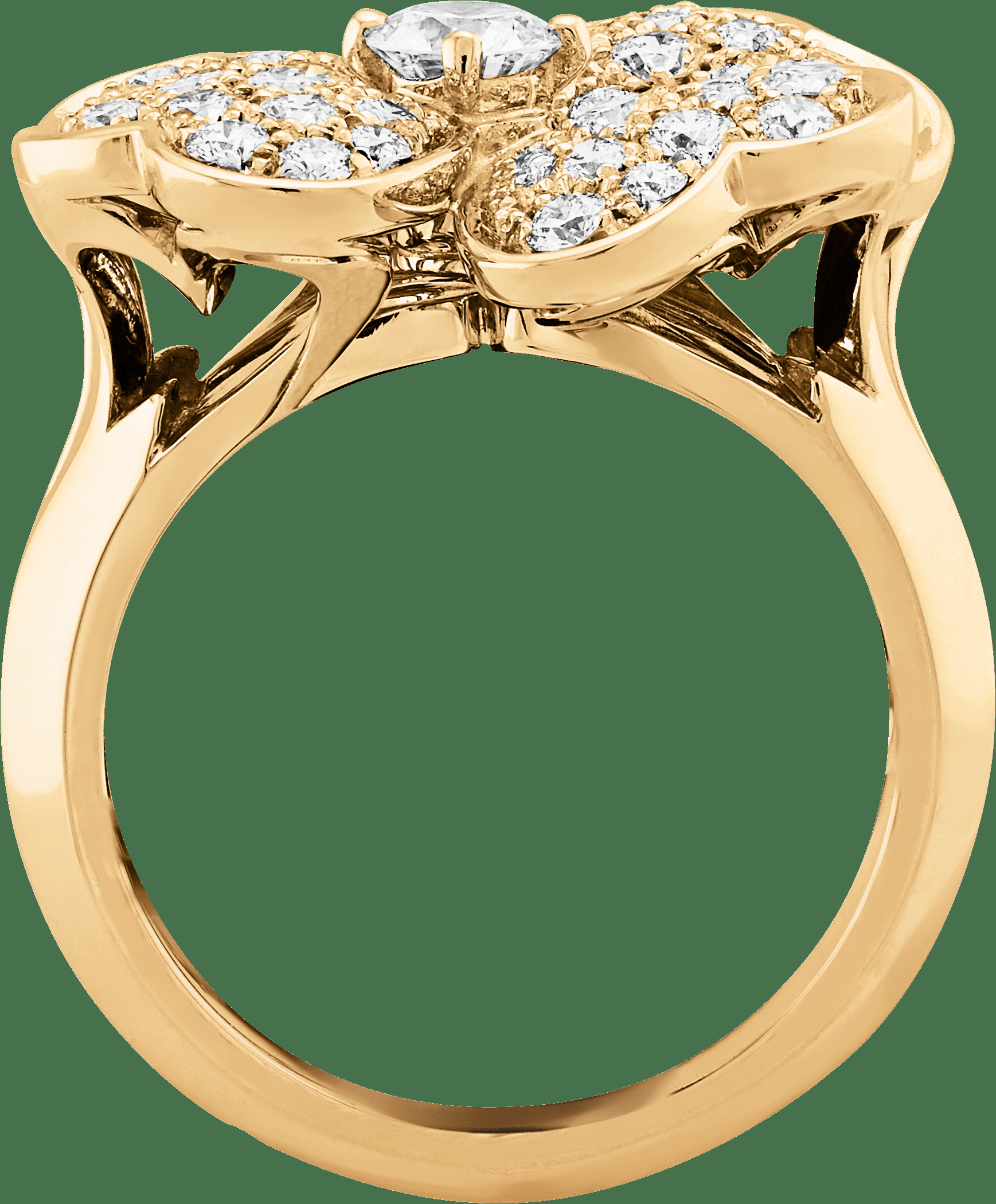 Кольцо Cosmos, модель среднего размера, желтое золото, бриллианты