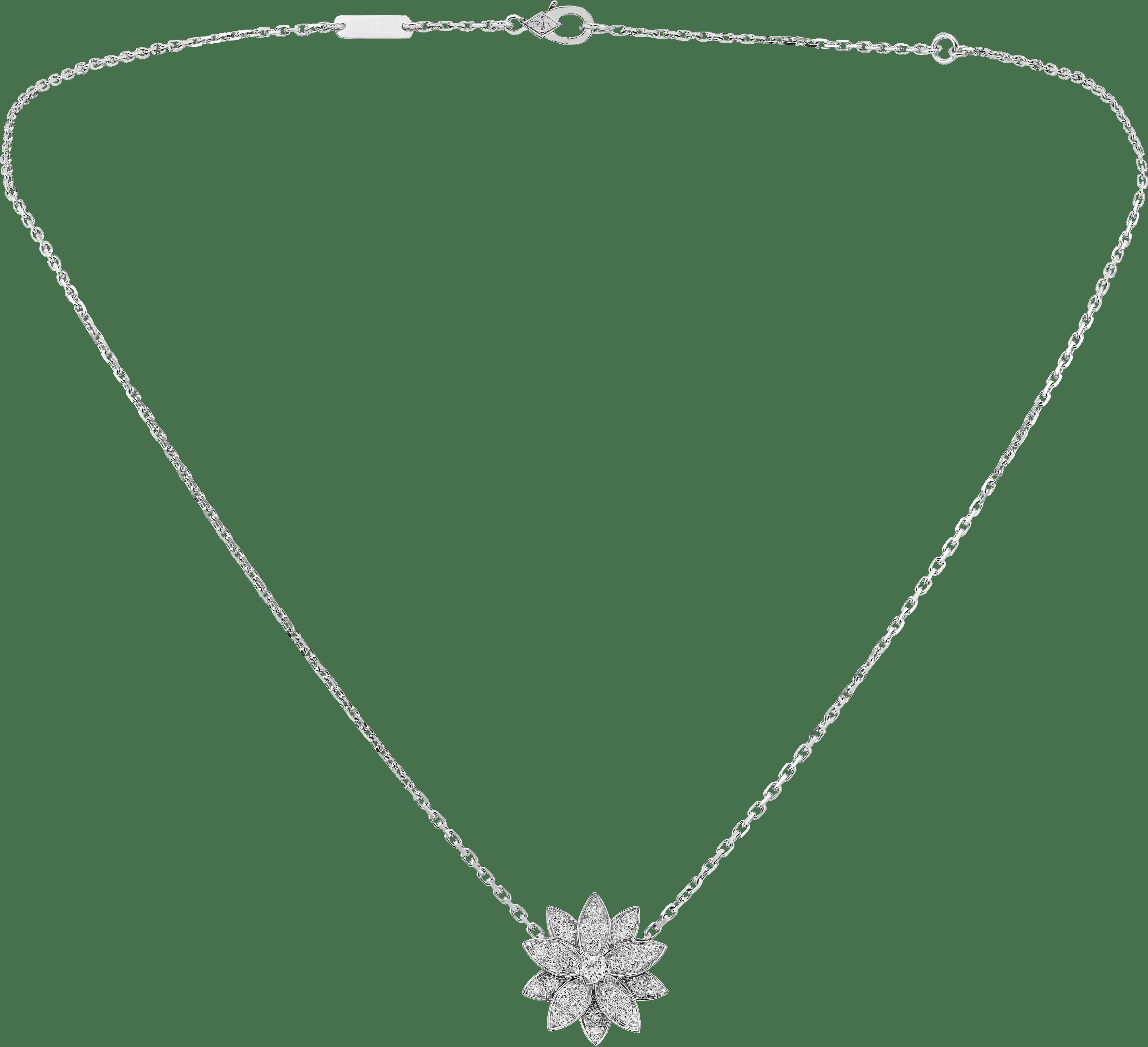 Подвеска Lotus, маленькая модель, белое золото, бриллианты