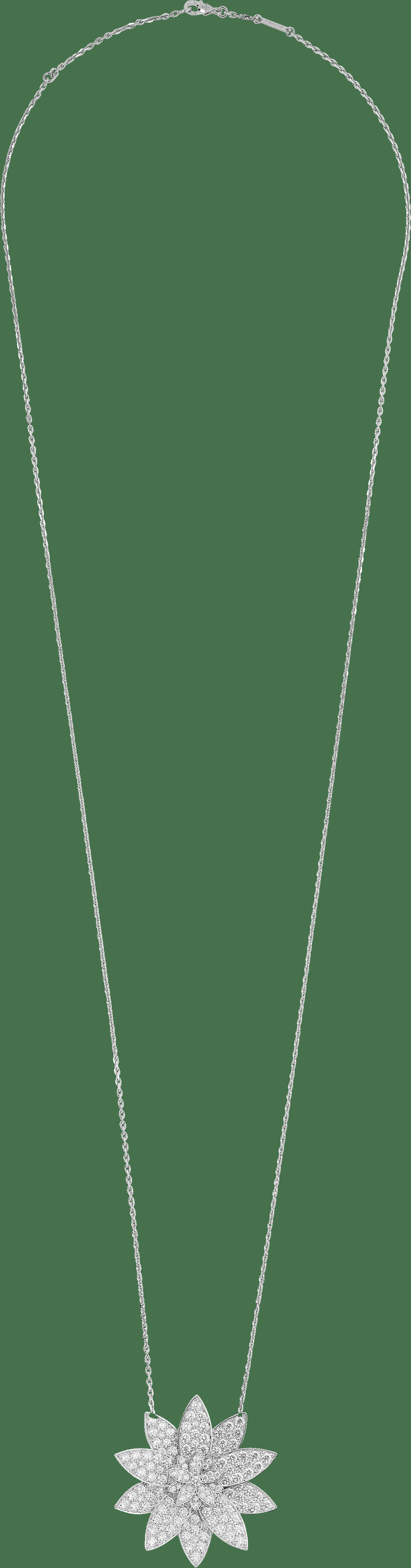 Брошь-подвеска Lotus, большая модель, белое золото, бриллианты