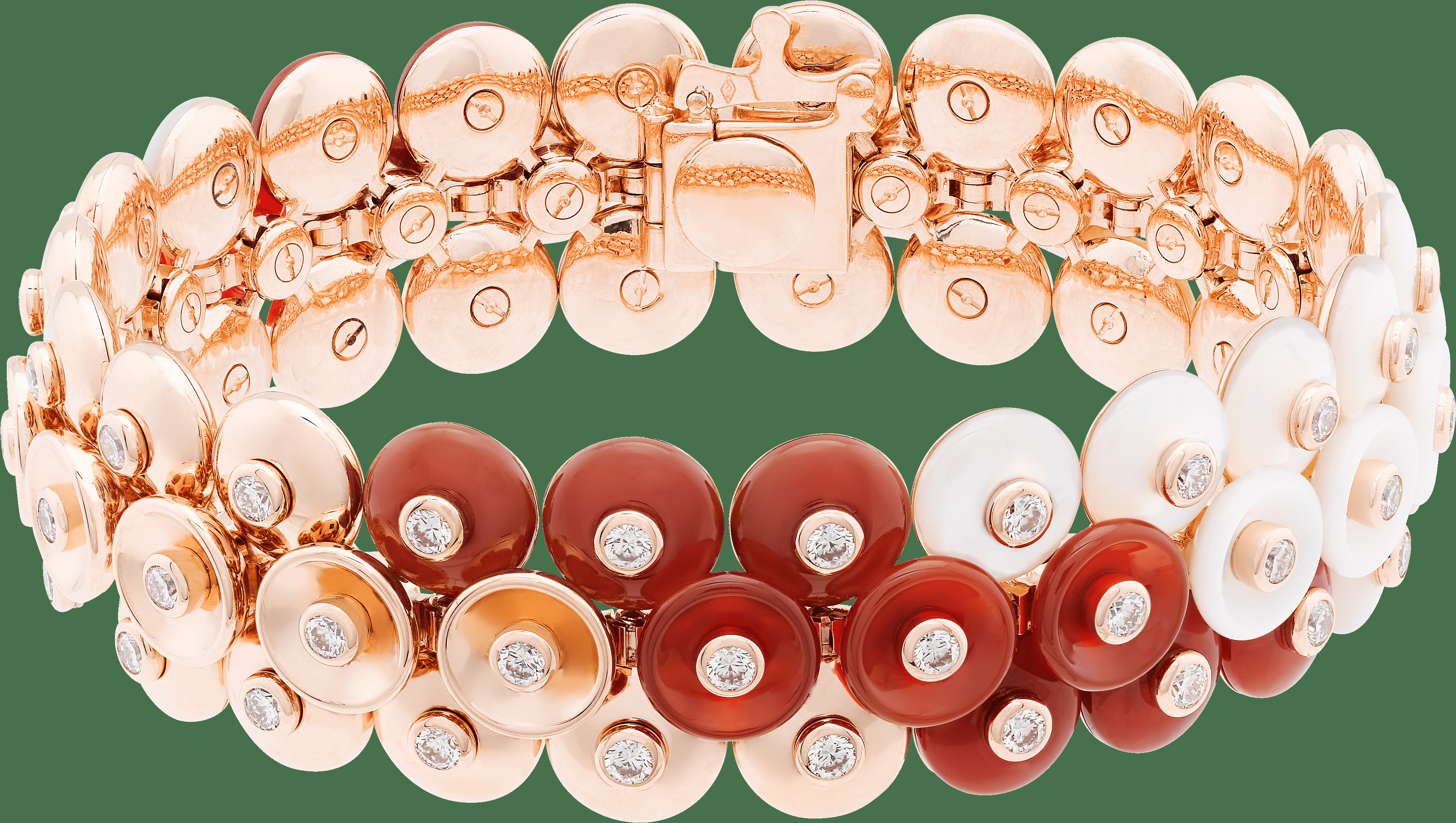 Браслет Bouton d'or, маленькая модель, розовое золото, белый перламутр, корнеол, бриллианты