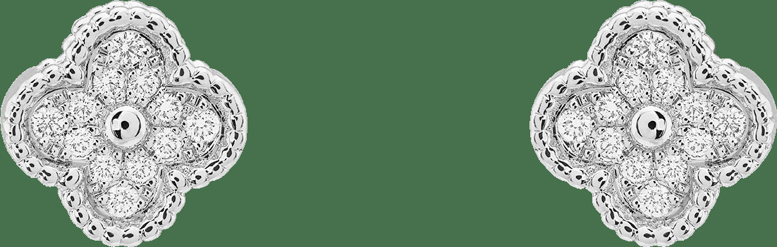 Пуссеты Sweet Alhambra, белое золото, бриллианты