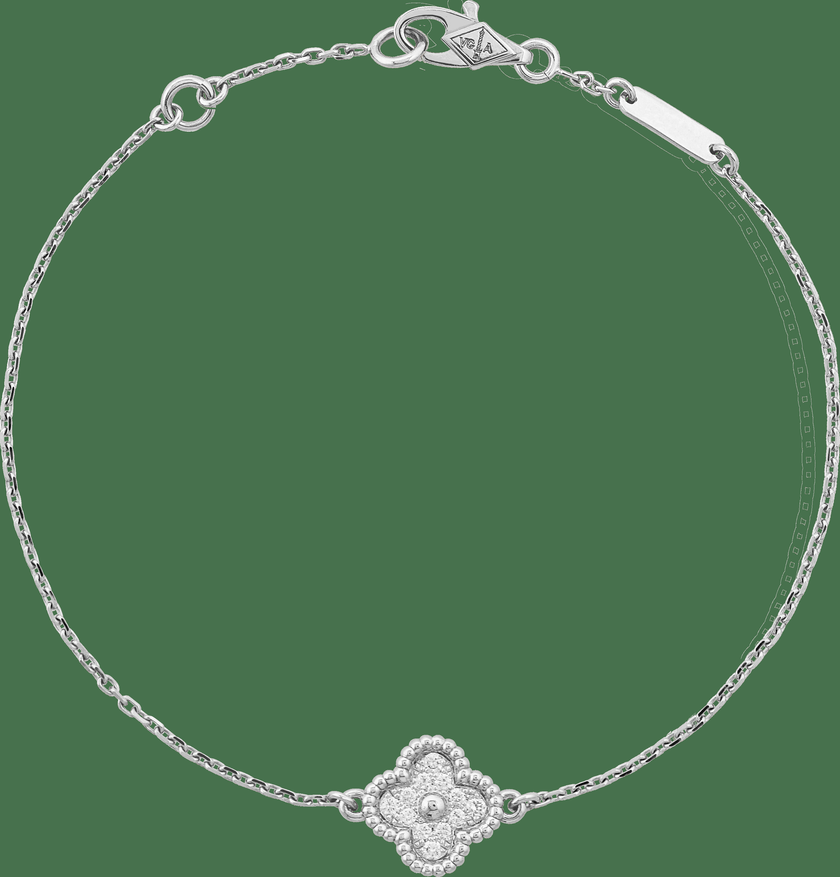 Браслет Sweet Alhambra, 1 мотив, белое золото, бриллианты