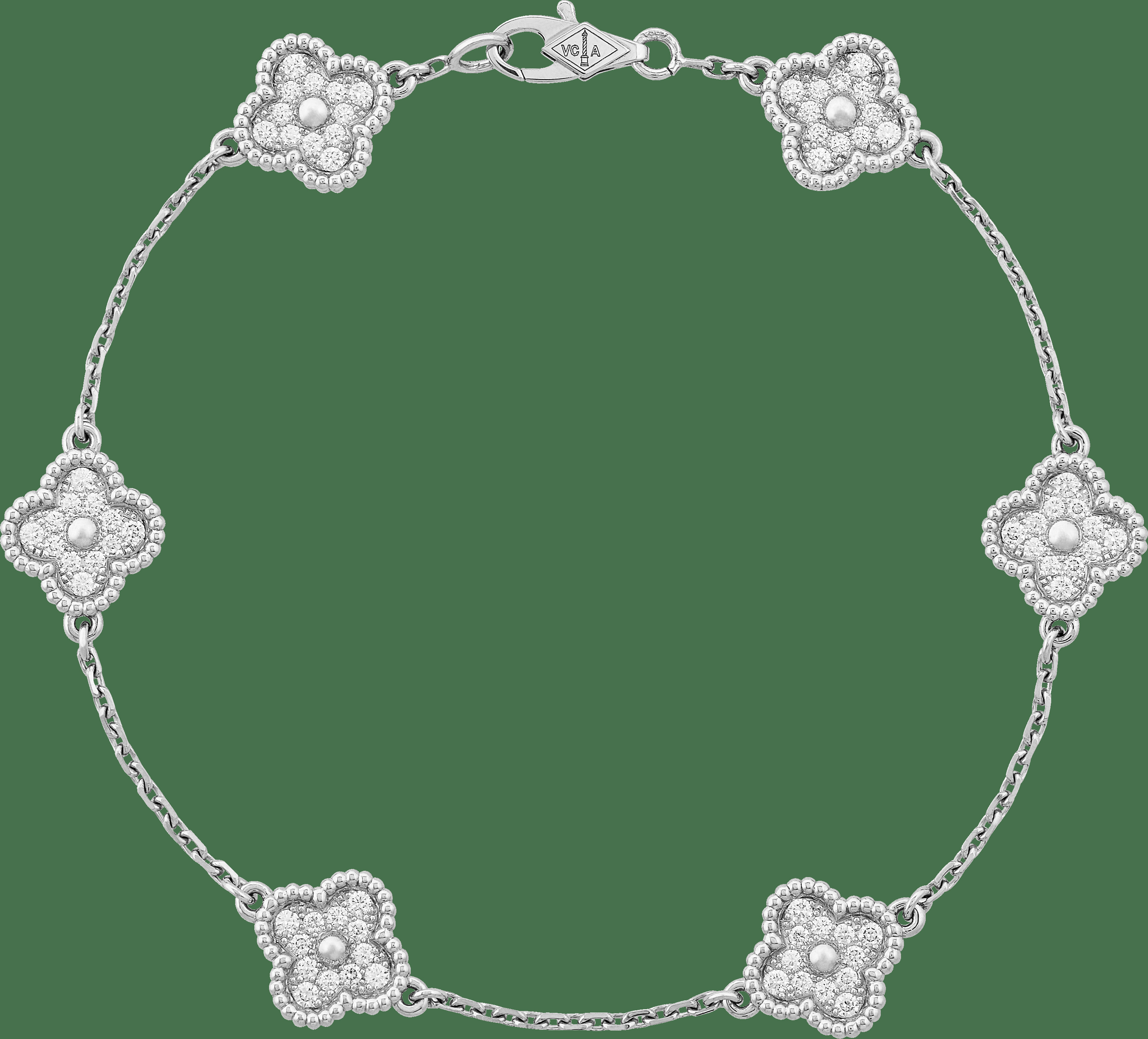 Браслет Sweet Alhambra, 6 мотивов, белое золото, бриллианты