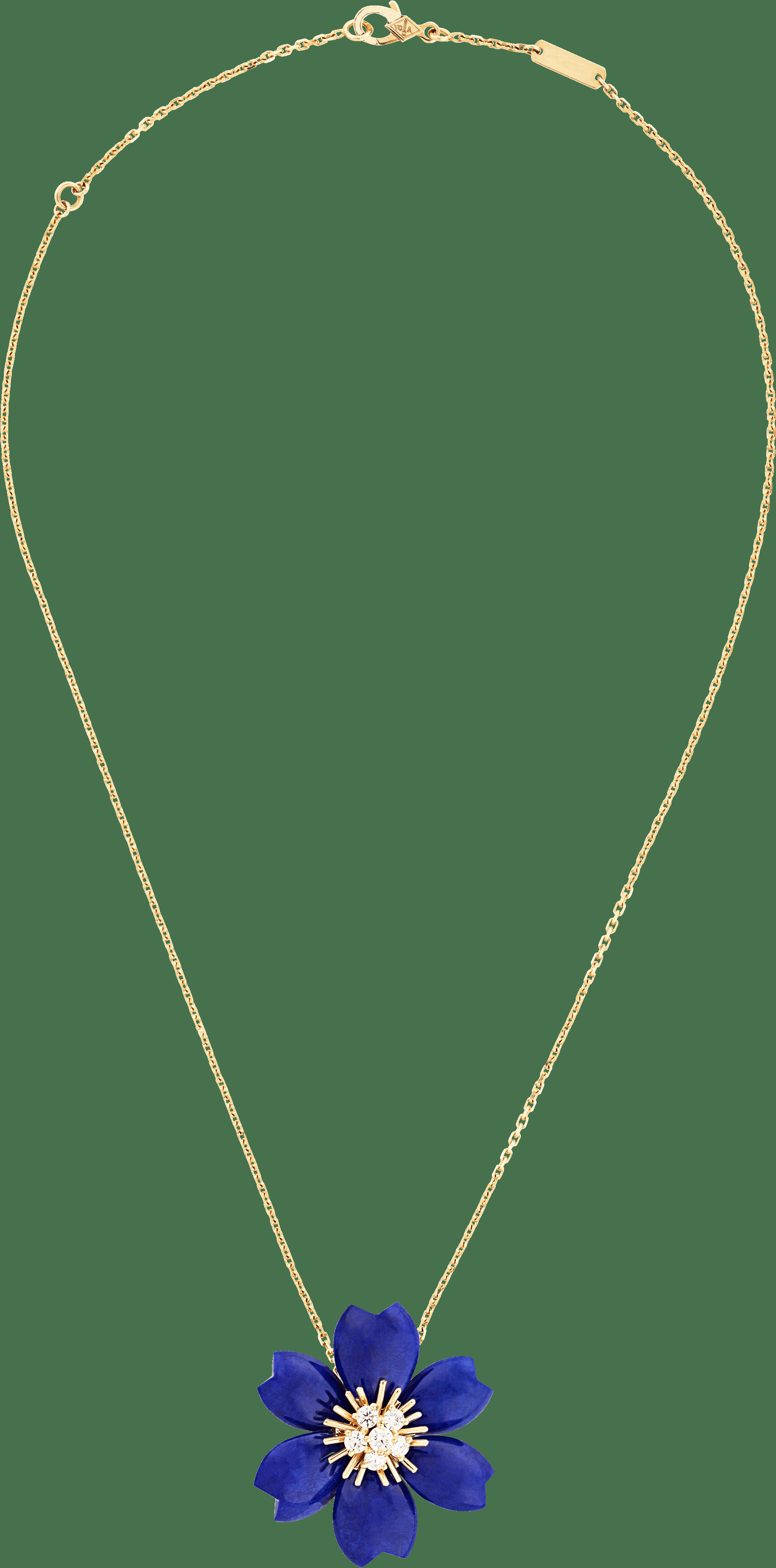 Брошь-подвеска Rose de Noël, маленькая модель, желтое золото, лазурит, бриллианты