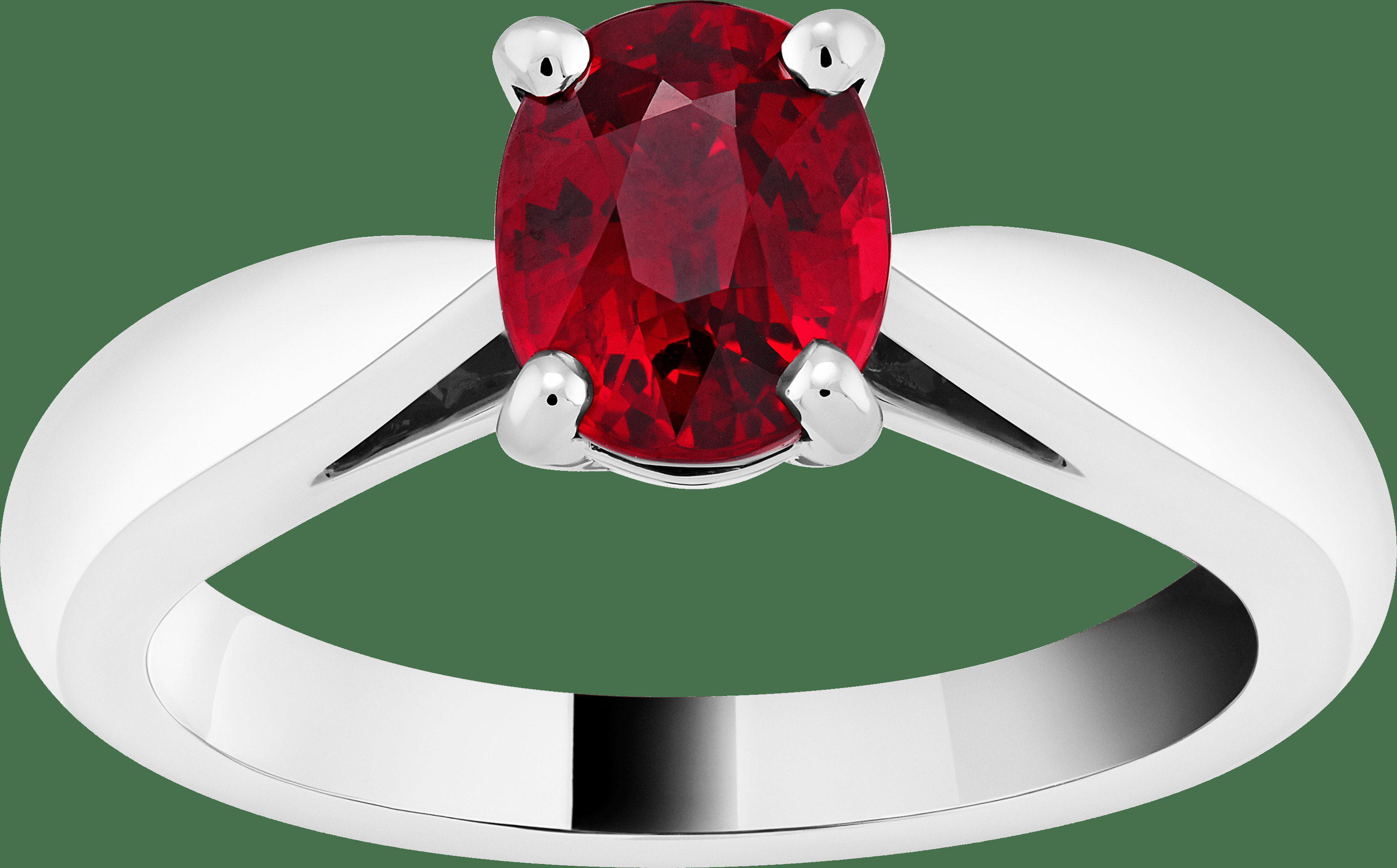 Кольцо-солитер Bonheur, платина, один рубин овальной огранки 1,50 карата