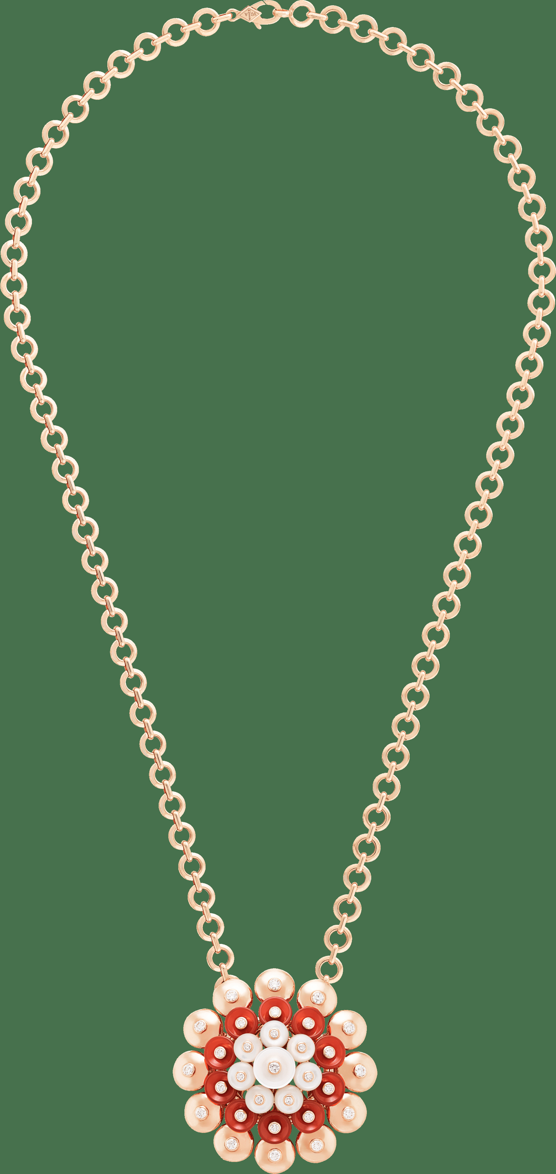 Подвеска Bouton d'or, розовое золото, сердолик, белый перламутр, бриллианты