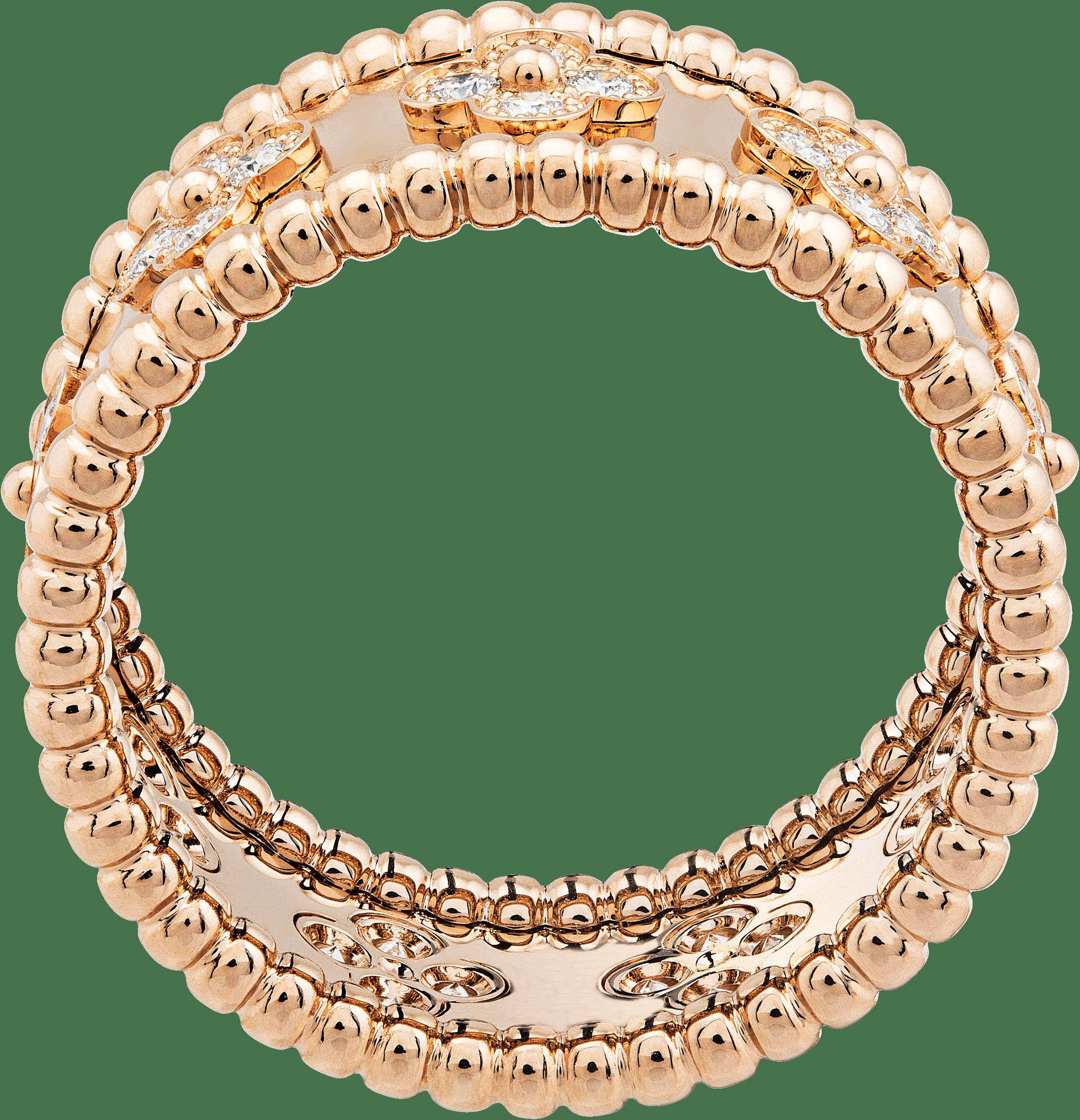 Кольцо Perlée clovers, розовое золото, бриллианты, маленькая модель