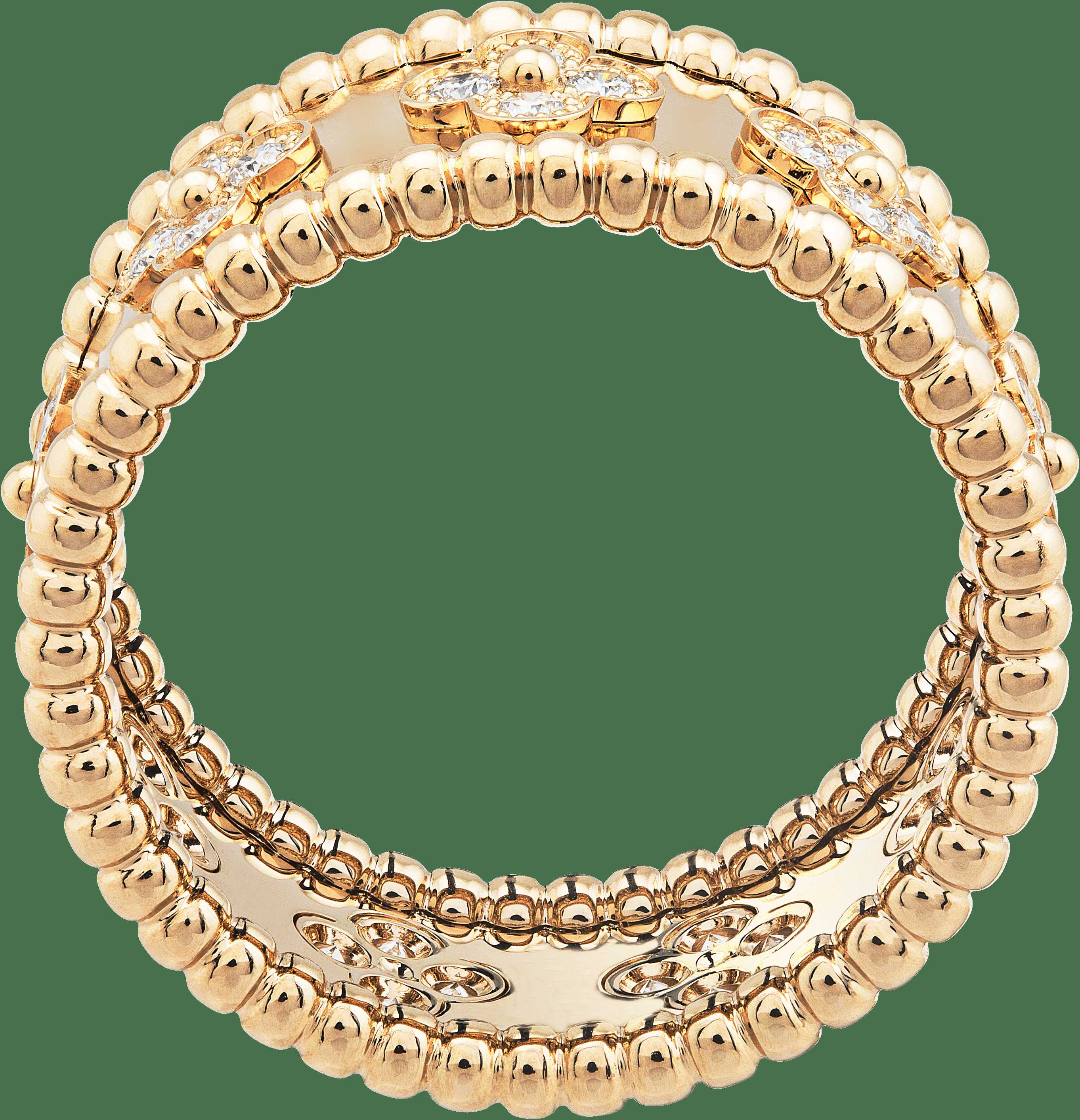 Кольцо Perlée clovers, желтое золото, бриллианты, маленькая модель