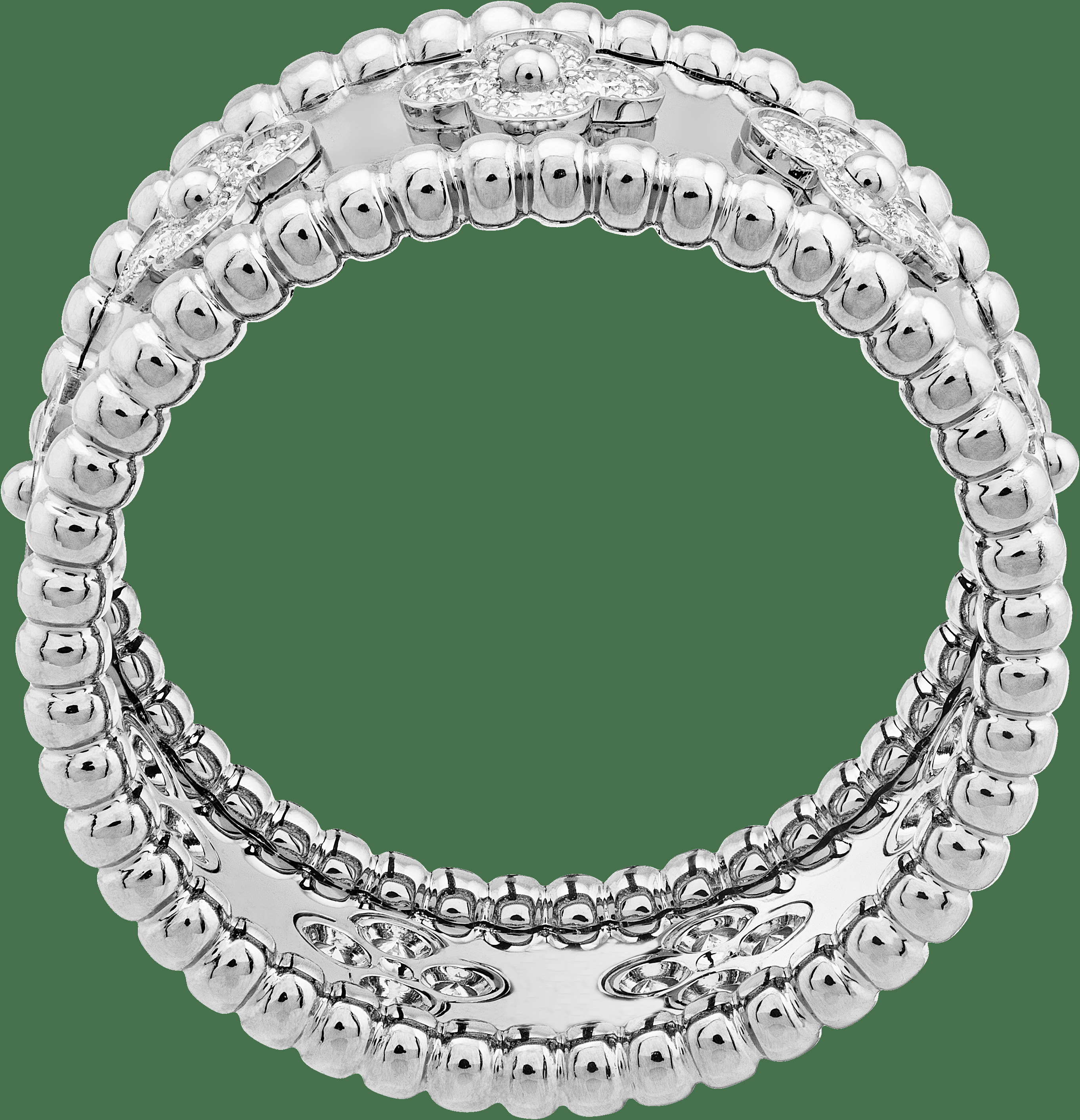 Кольцо Perlée clovers, белое золото, бриллианты, маленькая модель